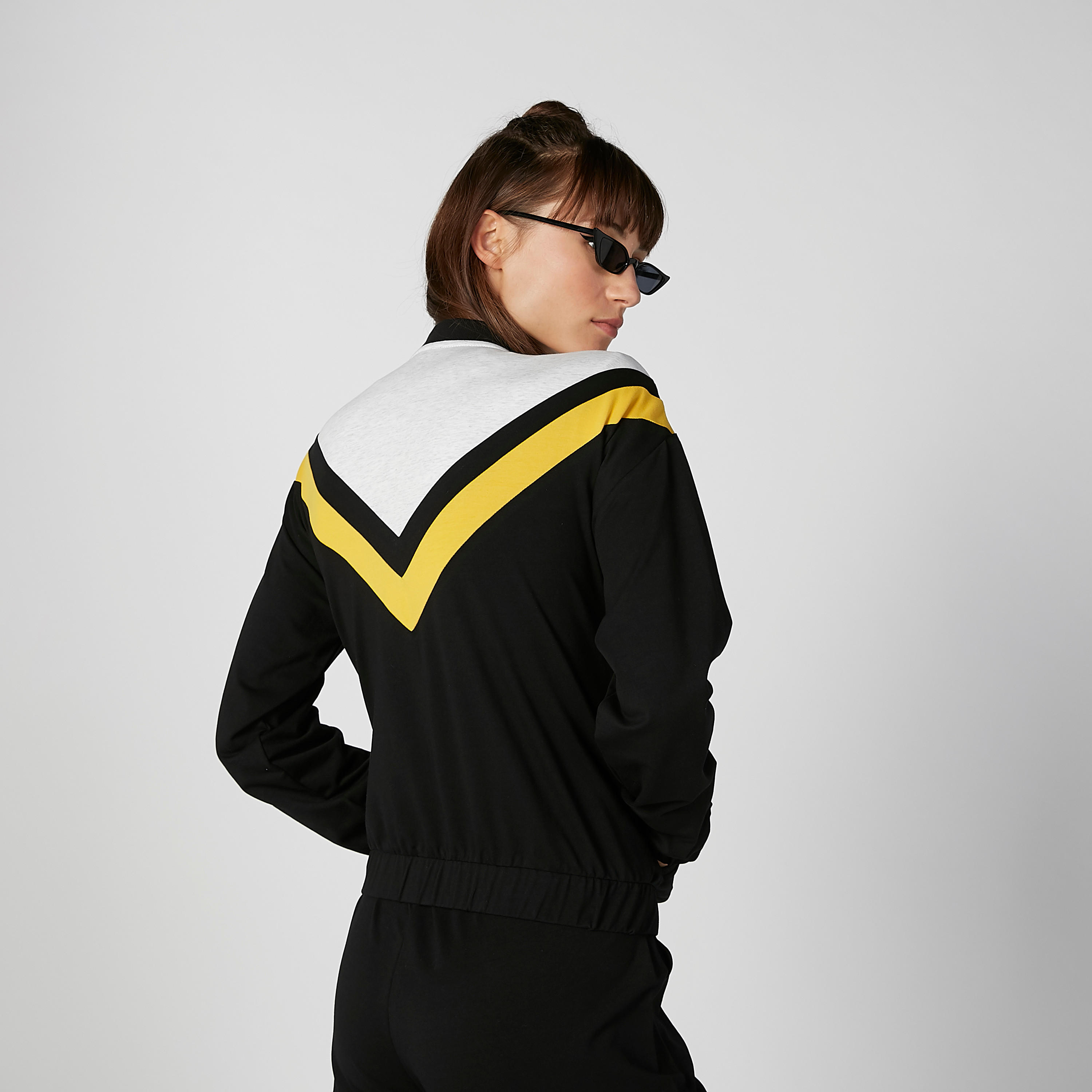 Striped Bomber Jacket with Zip Closure and Kangaroo Pockets-women-winterwear-coatsandjackets-jackets-image-3