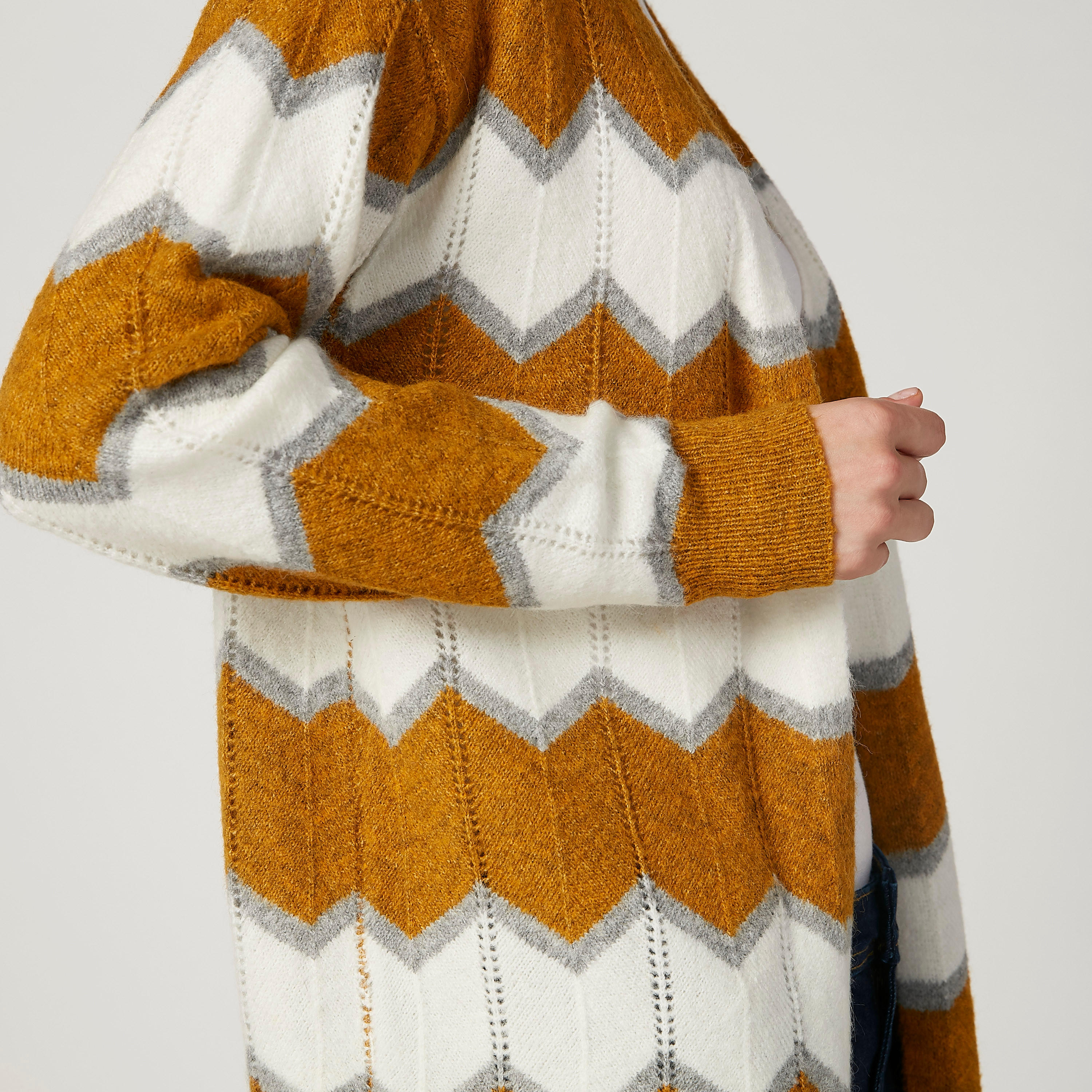 Textured Cardigan with Long Sleeves-women-winterwear-cardigansandjumpers-cardigans-image-3
