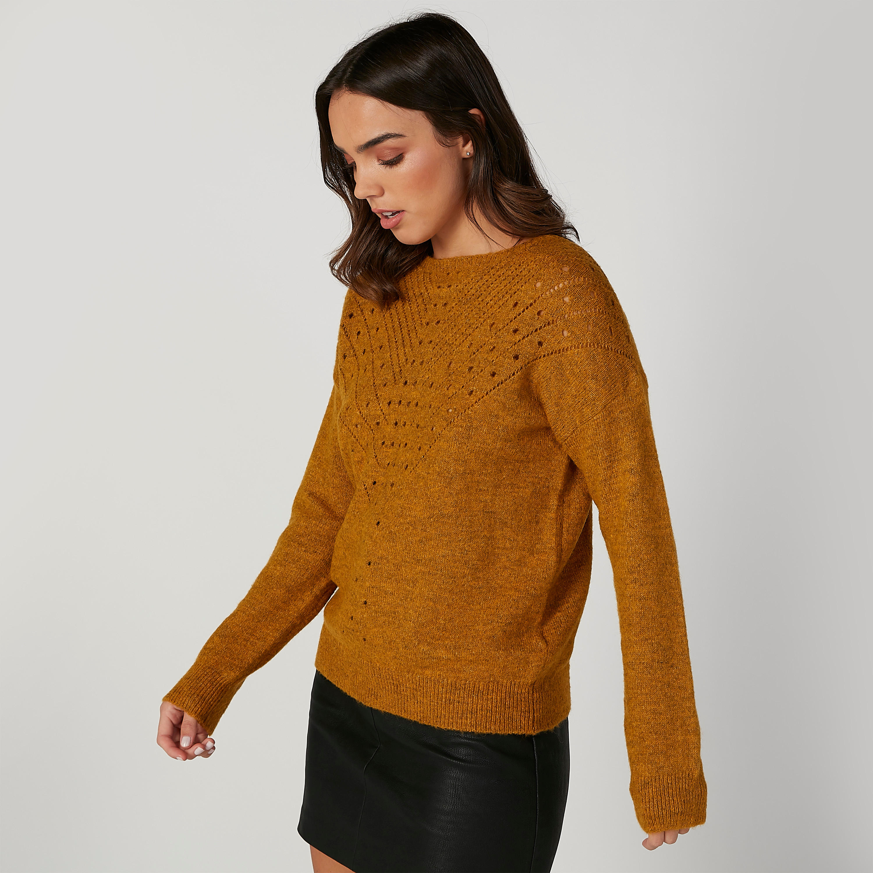 كنزة بارزة الملمس بياقة مستديرة وأكمام طويلة-women-clothing-cardigansandjumpers-jumpers-image-3