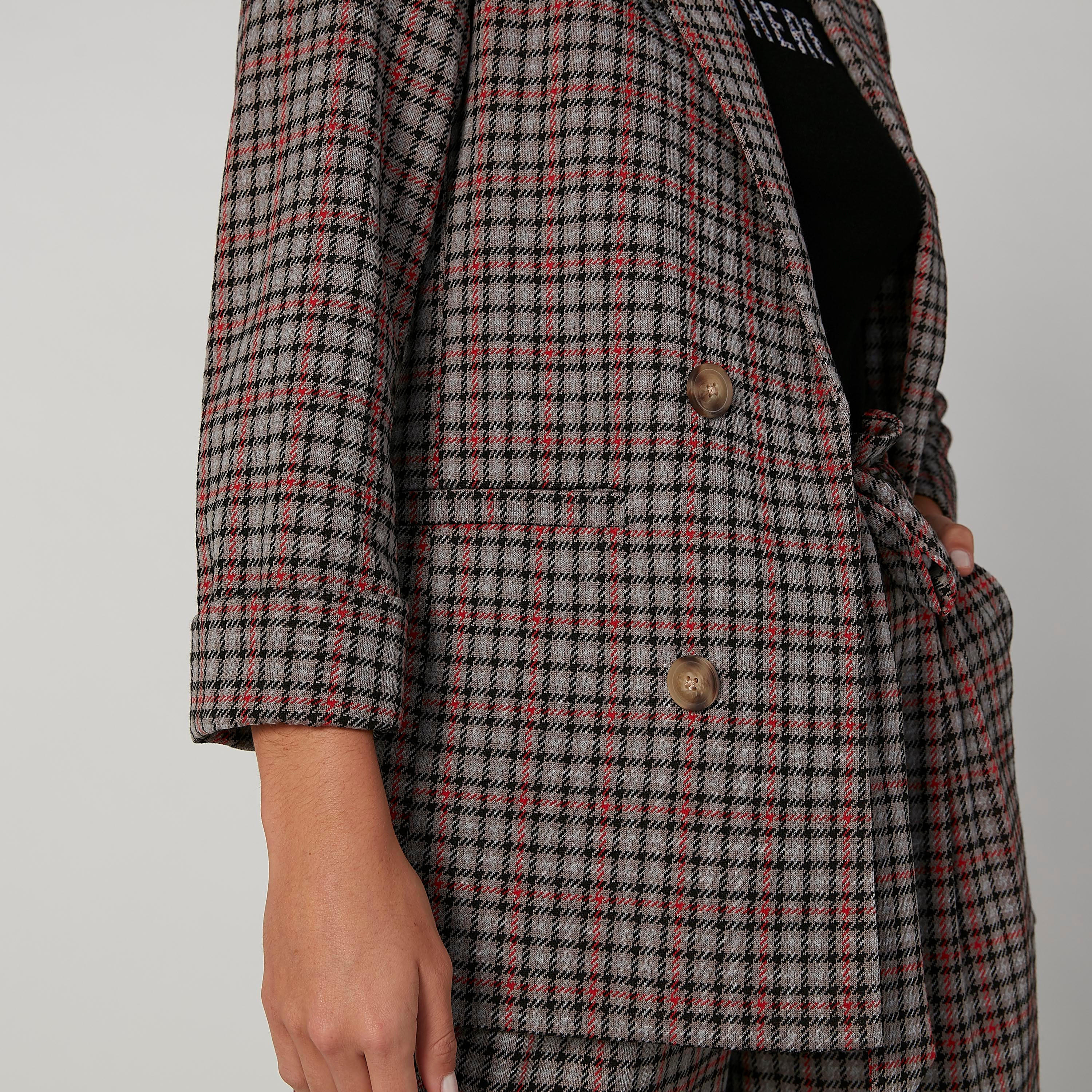 Chequered Blazer with Notched Lapel and Long Sleeves-women-clothing-coatsandjackets-blazers-image-6