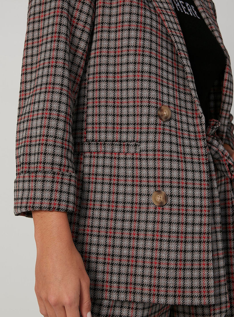 Chequered Blazer with Notched Lapel and Long Sleeves-women-clothing-coatsandjackets-blazers-image-6