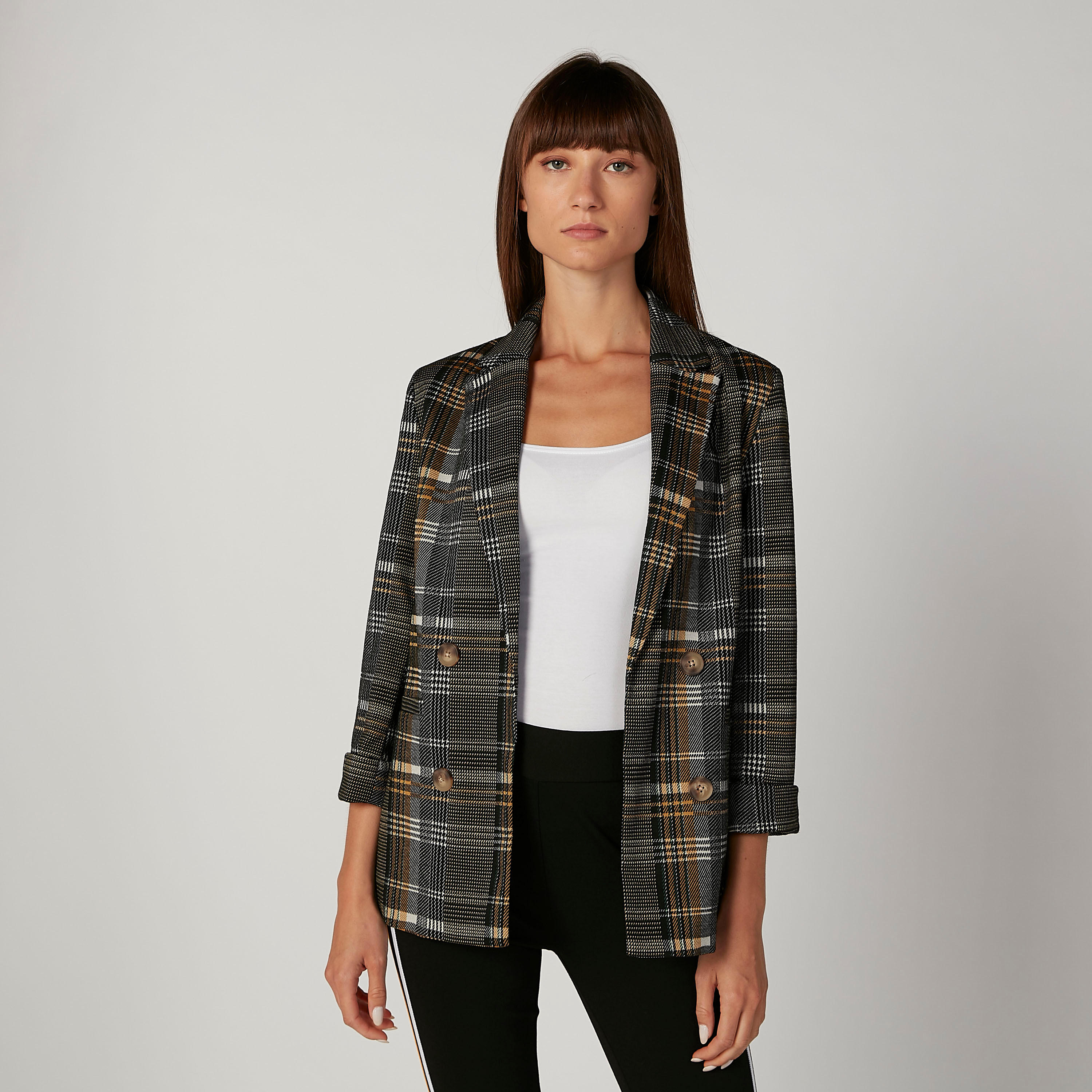 بليزر كاروهات بياقة طويلة وأكمام طويلة-women-clothing-coatsandjackets-blazers-image-7
