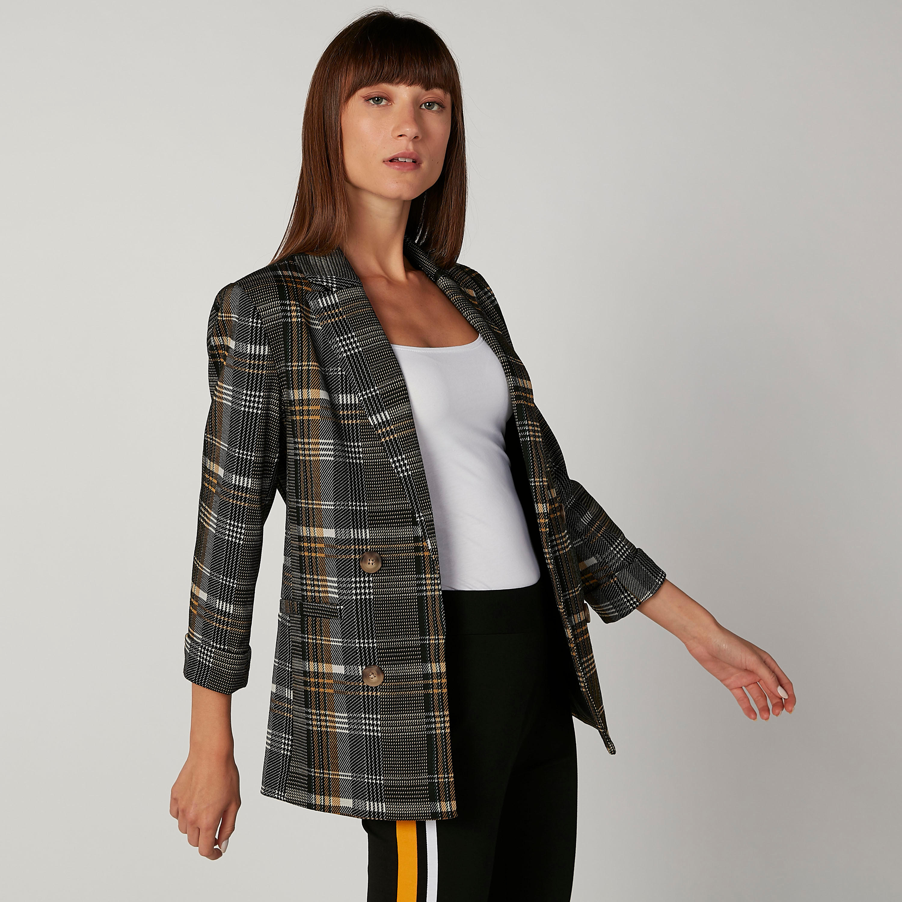 بليزر كاروهات بياقة طويلة وأكمام طويلة-women-clothing-coatsandjackets-blazers-image-3