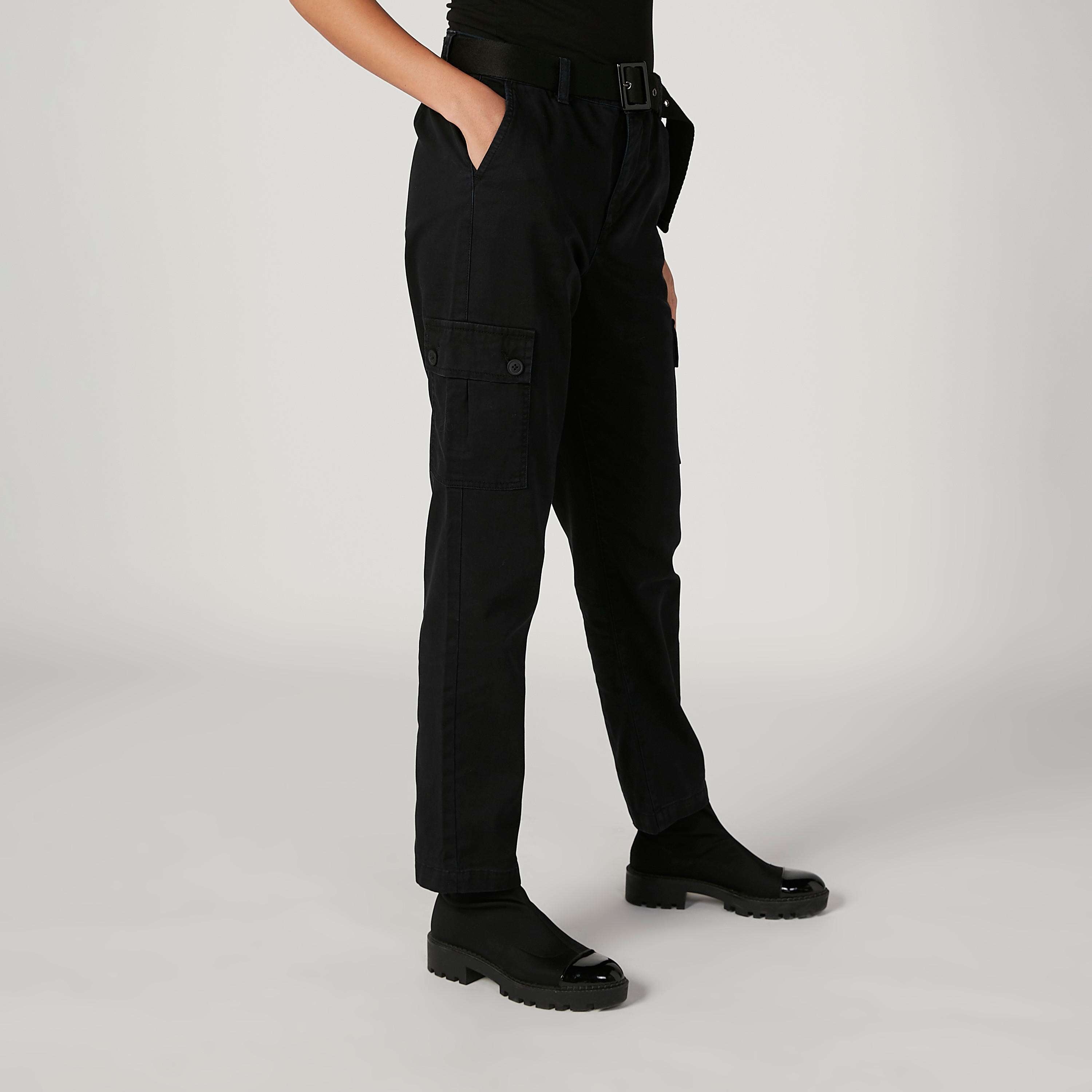 بنطلون كارجو بخصر متوسط الارتفاع وجيوب وحلقات للحزام-women-clothing-bottoms-trousers-image-5
