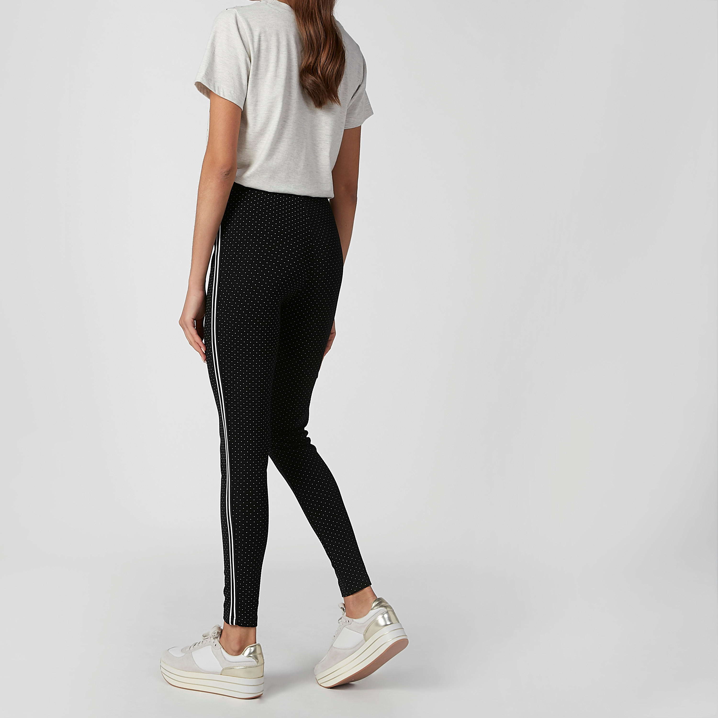 بنطلون بونتي سكيني بخصر متوسط الارتفاع وشريطة وطبعات-women-clothing-bottoms-trousers-image-3