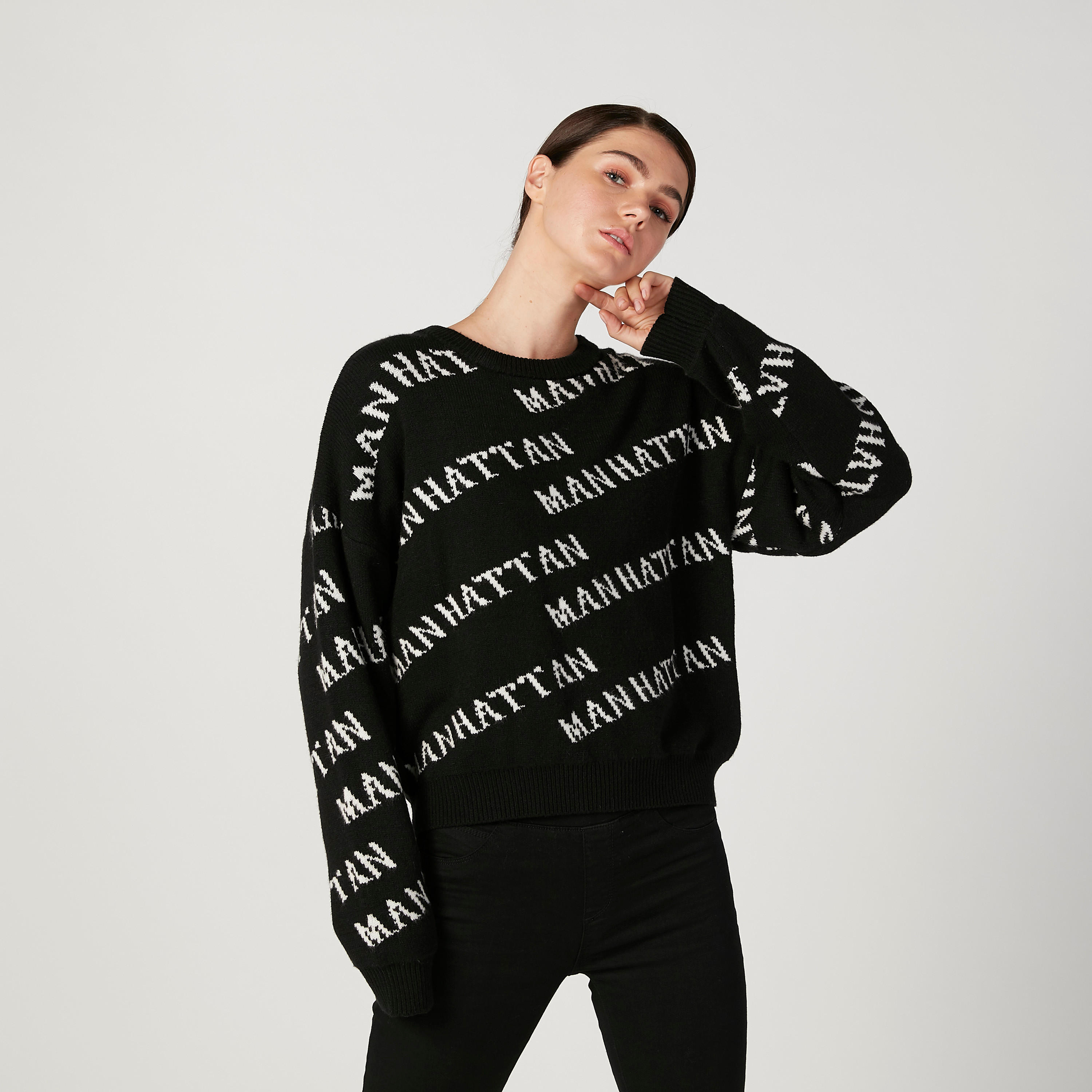 Textured Sweater with Long Sleeves and Prints-women-clothing-cardigansandjumpers-jumpers-image-1
