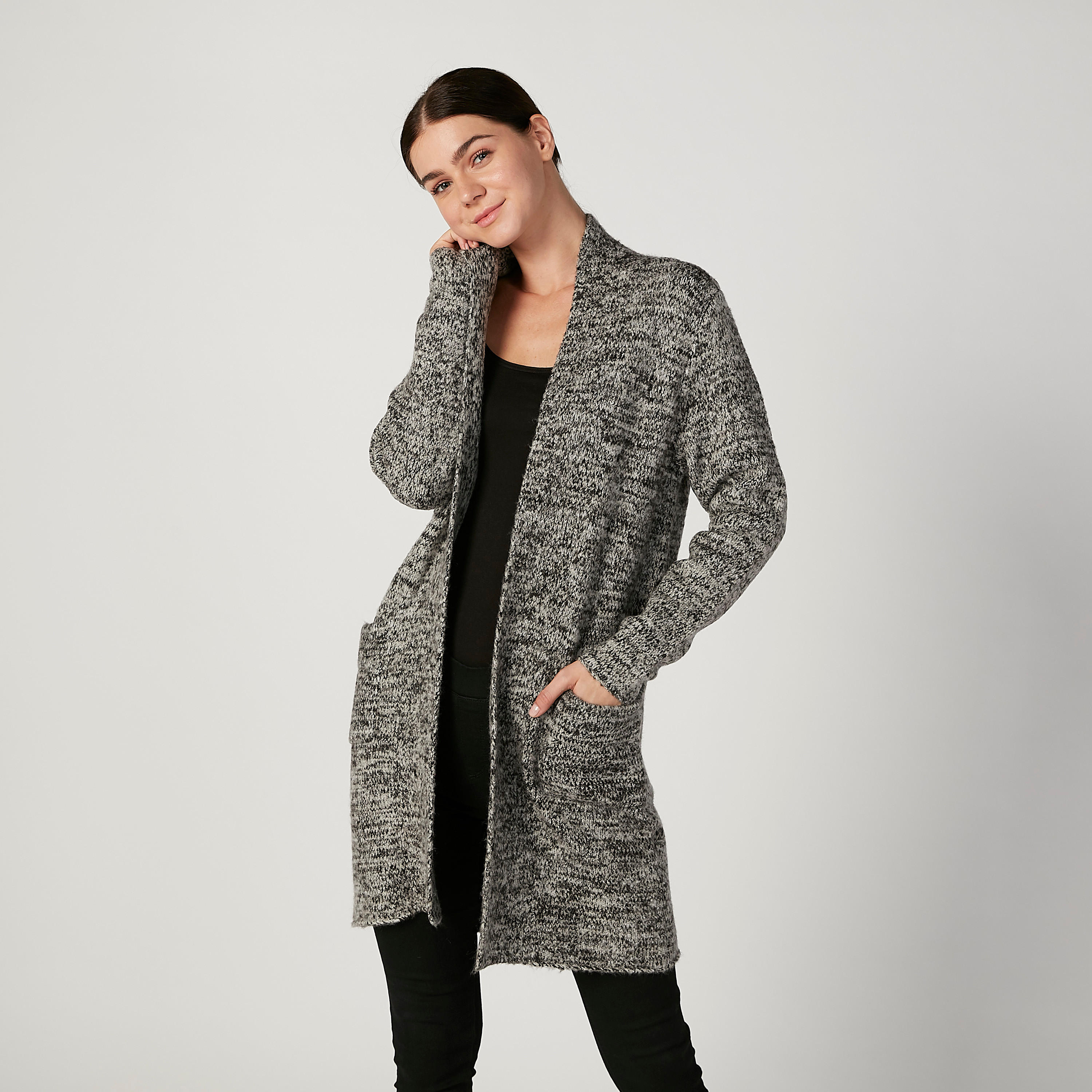 كارديجان بارز الملمس بأكمام طويلة وجيوب-women-winterwear-cardigansandjumpers-cardigans-image-5