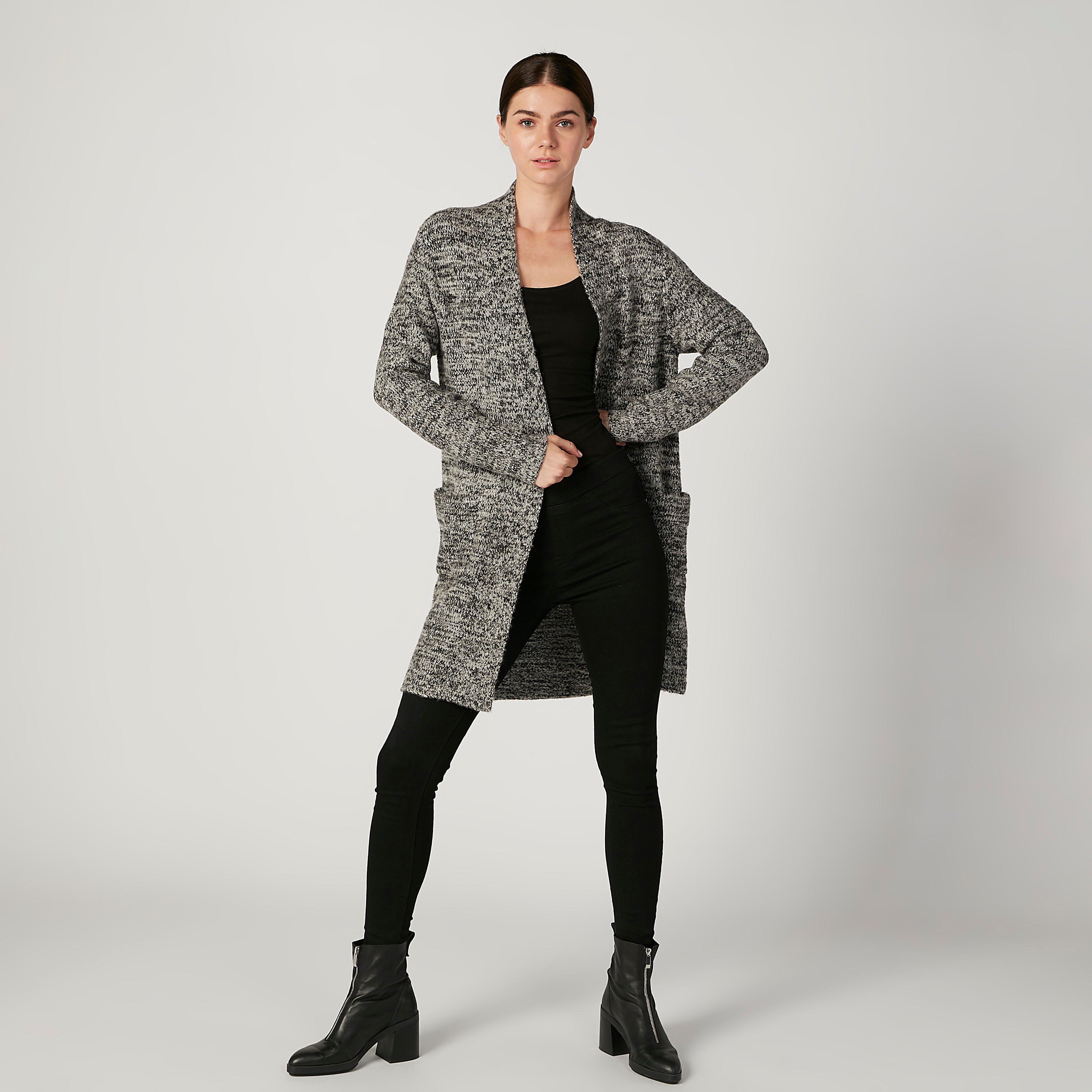 كارديجان بارز الملمس بأكمام طويلة وجيوب-women-winterwear-cardigansandjumpers-cardigans-image-6