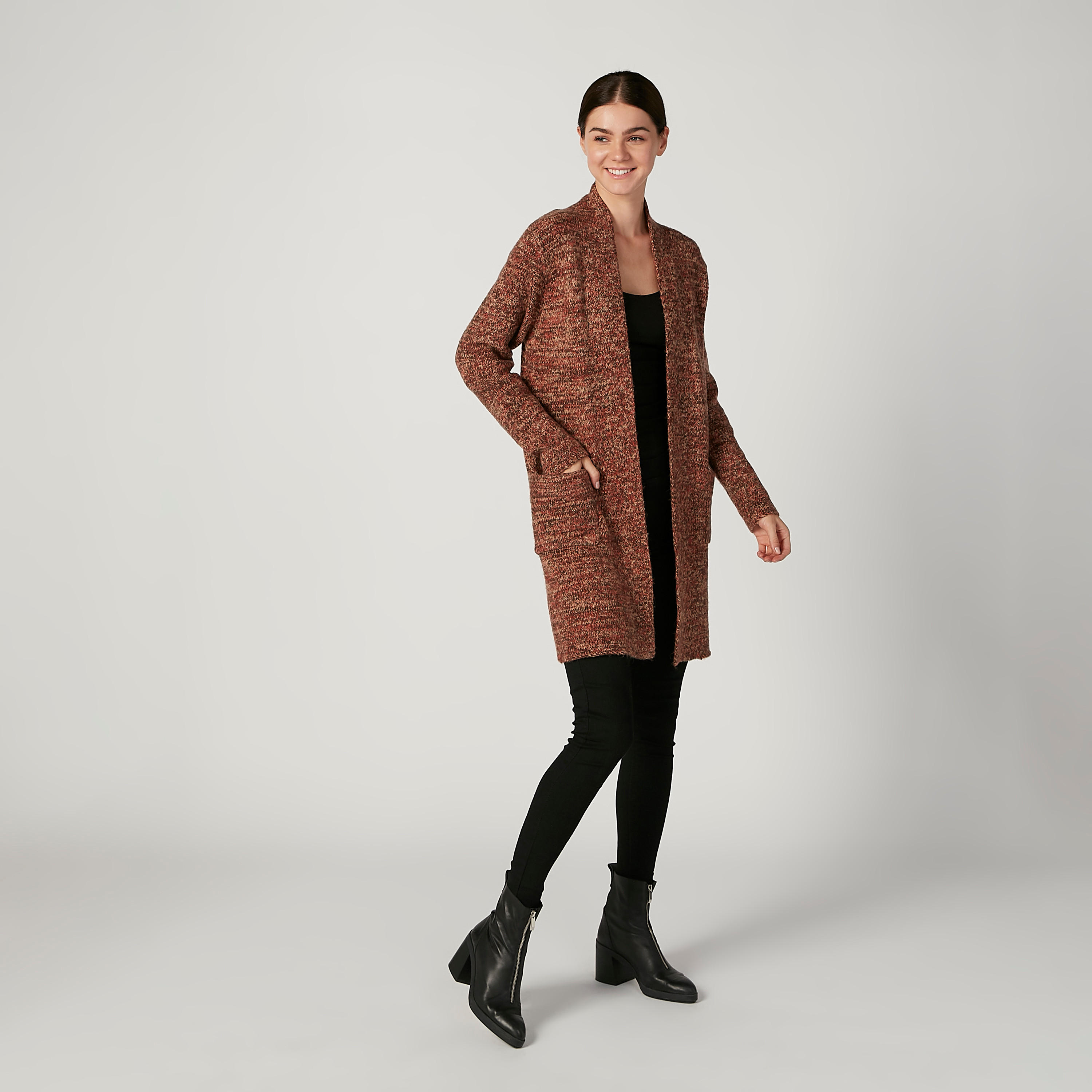 كارديجان بارز الملمس بأكمام طويلة وجيوب-women-winterwear-cardigansandjumpers-cardigans-image-2