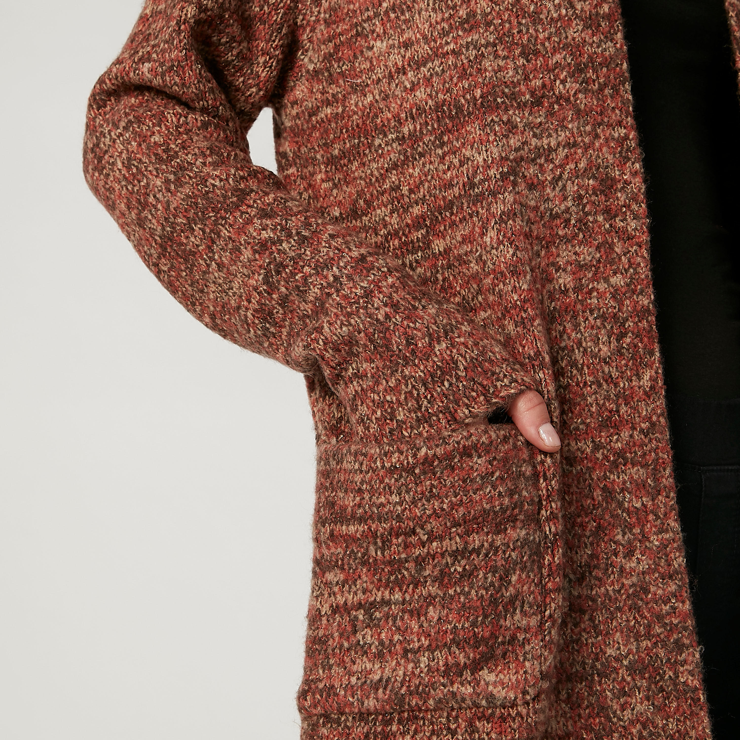 كارديجان بارز الملمس بأكمام طويلة وجيوب-women-winterwear-cardigansandjumpers-cardigans-image-3