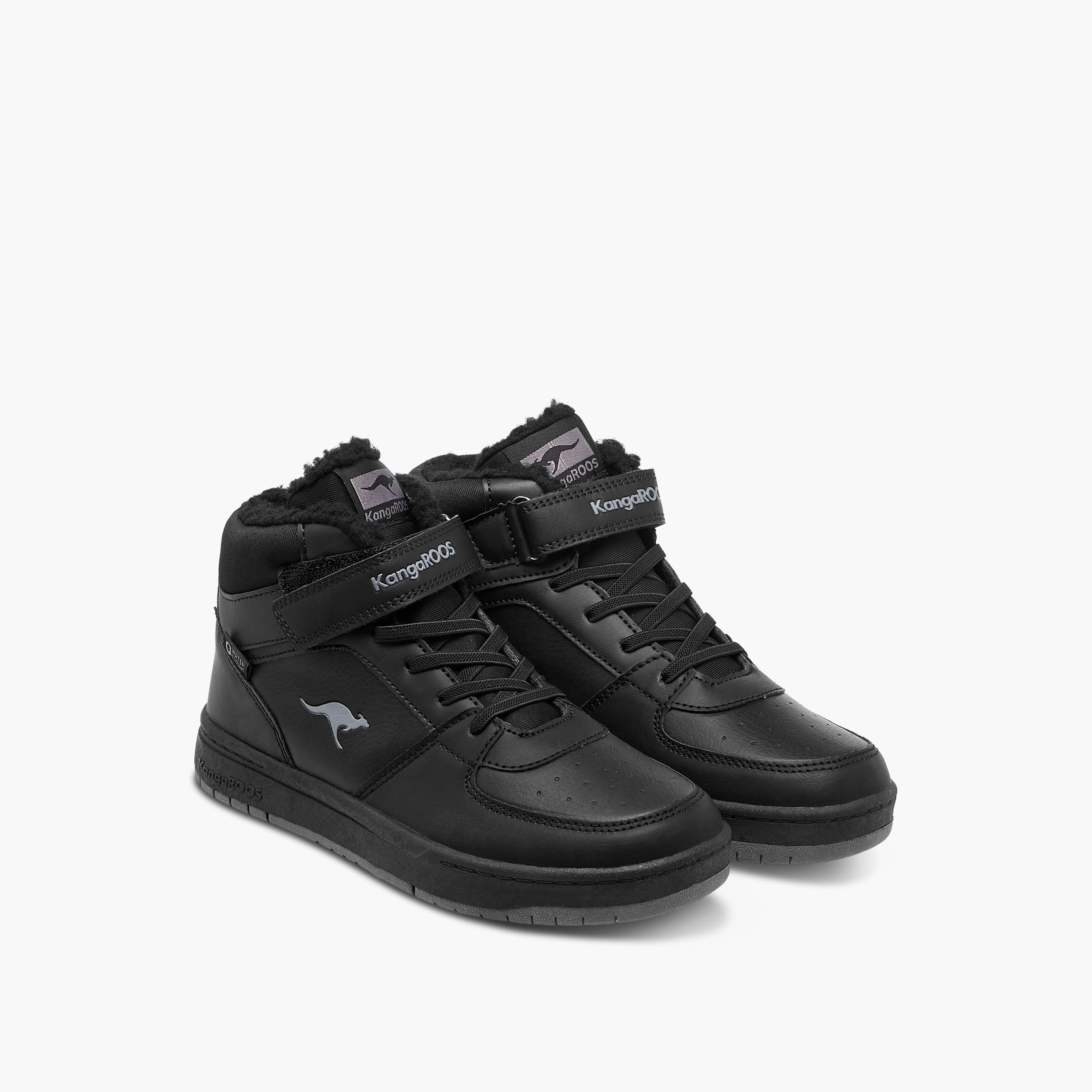 KangaROOS Boys' Panelled High Top Sneakers with Hook and Loop Closure-boys-shoes-sneakers-image-1