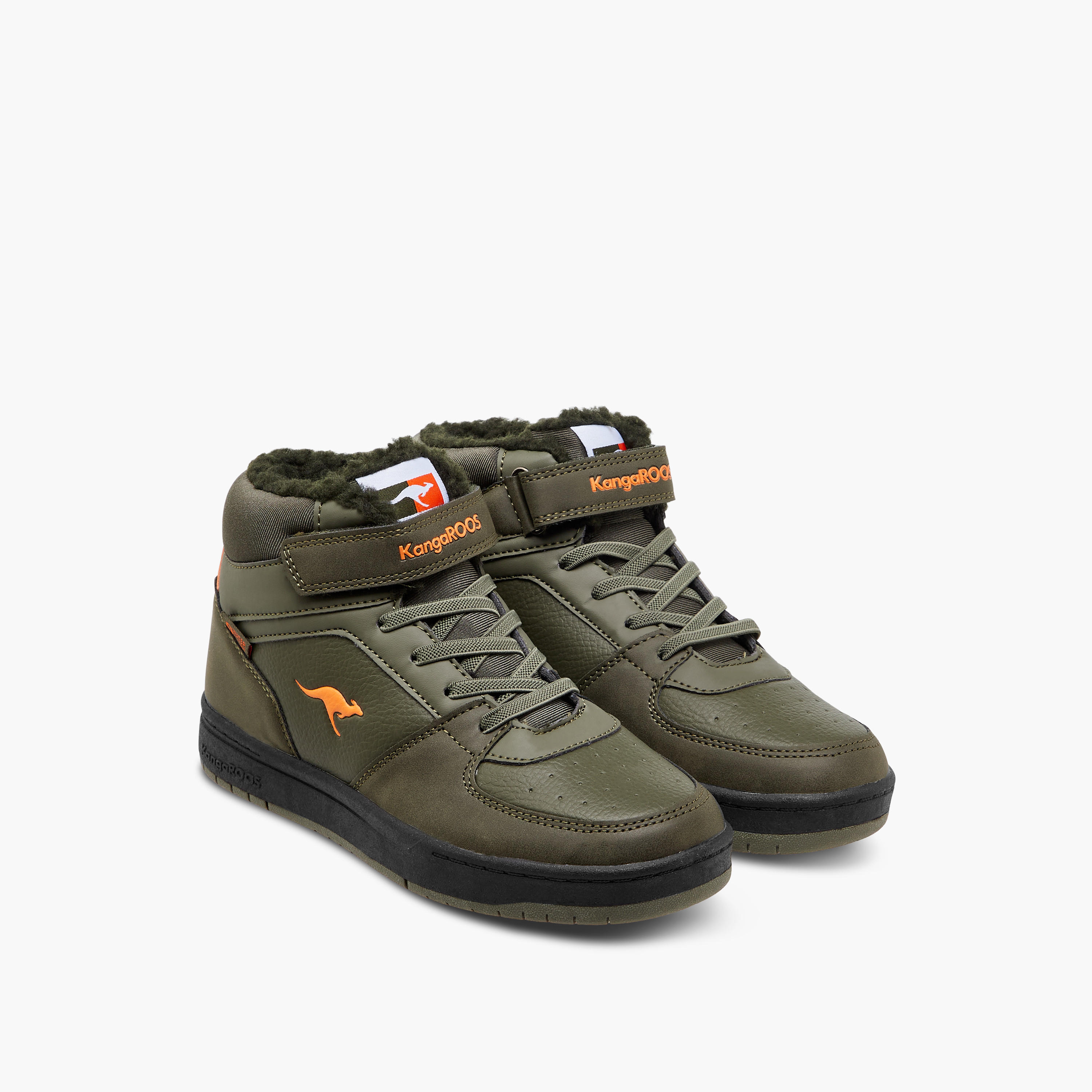 KangaROOS Boys' Panelled High Top Sneakers with Hook and Loop Closure-boys-shoes-sneakers-image-1