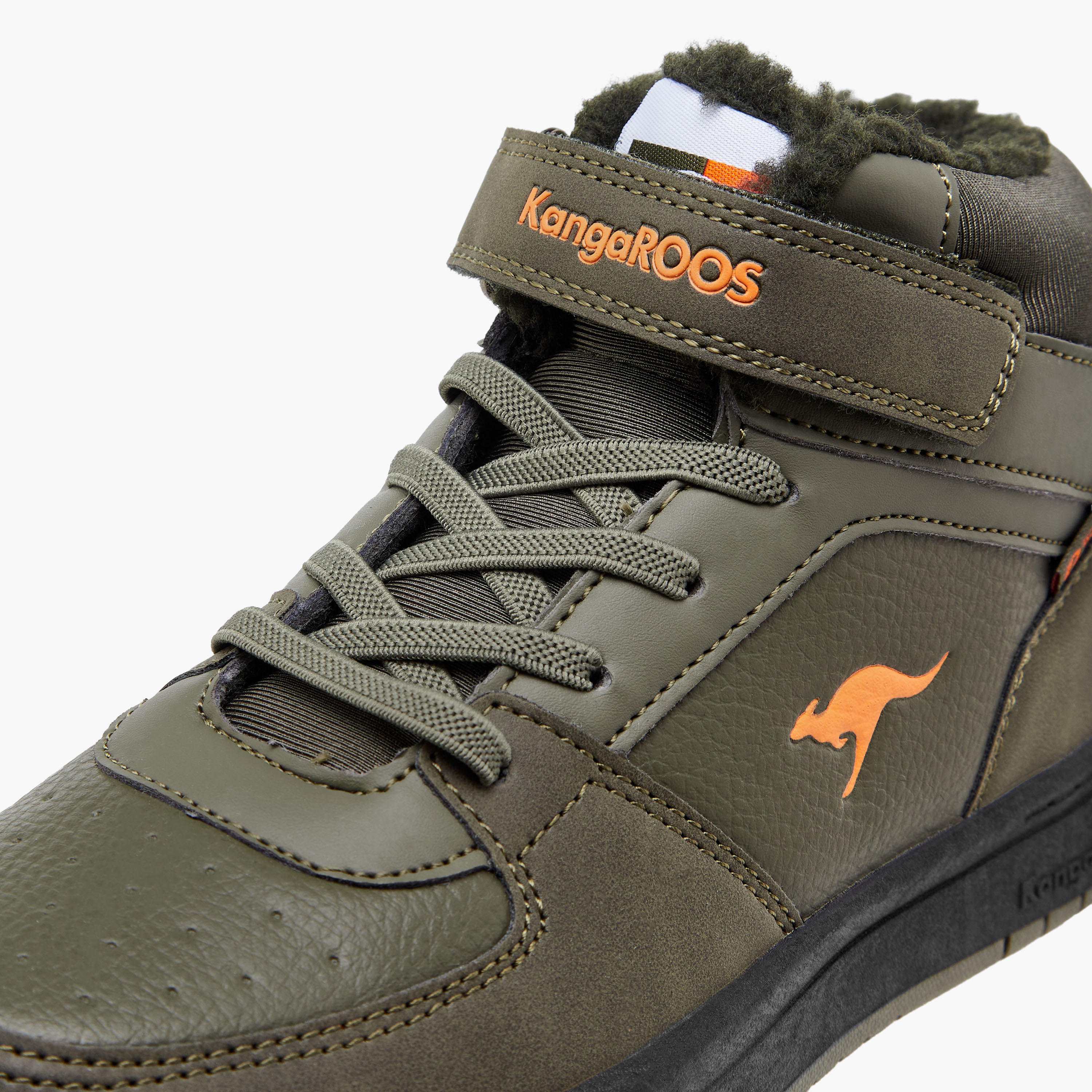 KangaROOS Boys' Panelled High Top Sneakers with Hook and Loop Closure-boys-shoes-sneakers-image-4