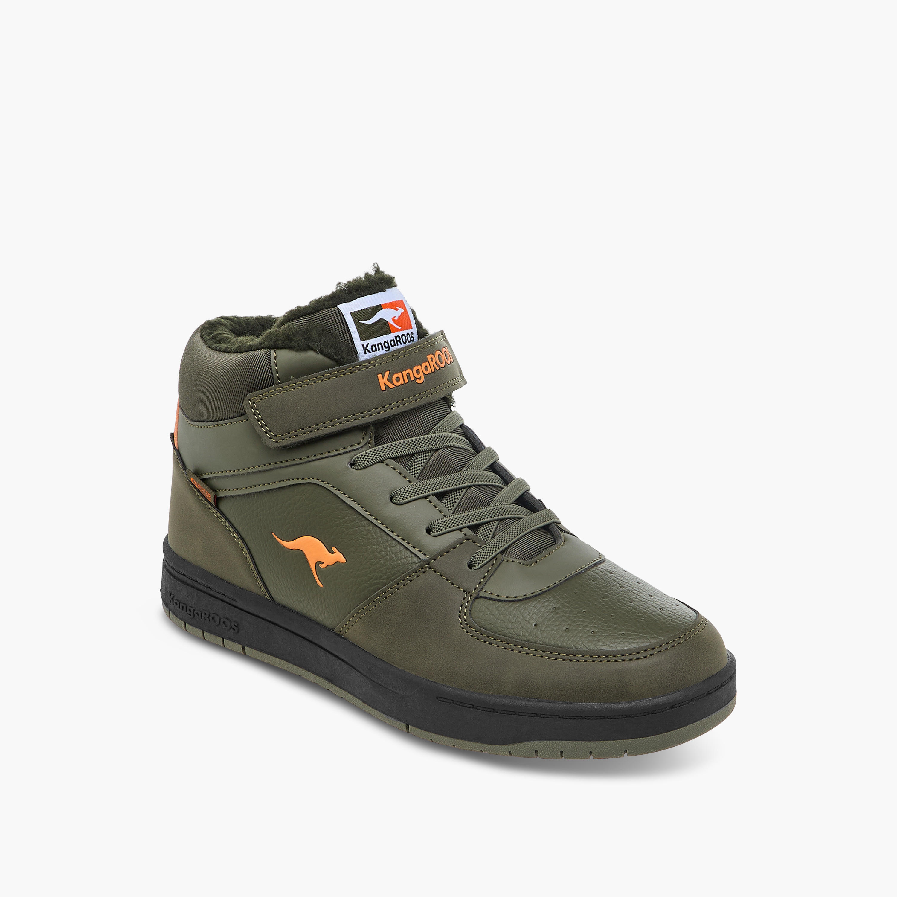 KangaROOS Women's Panelled High Top Sneakers with Hook and Loop Closure-women-shoes-sneakers-image-2