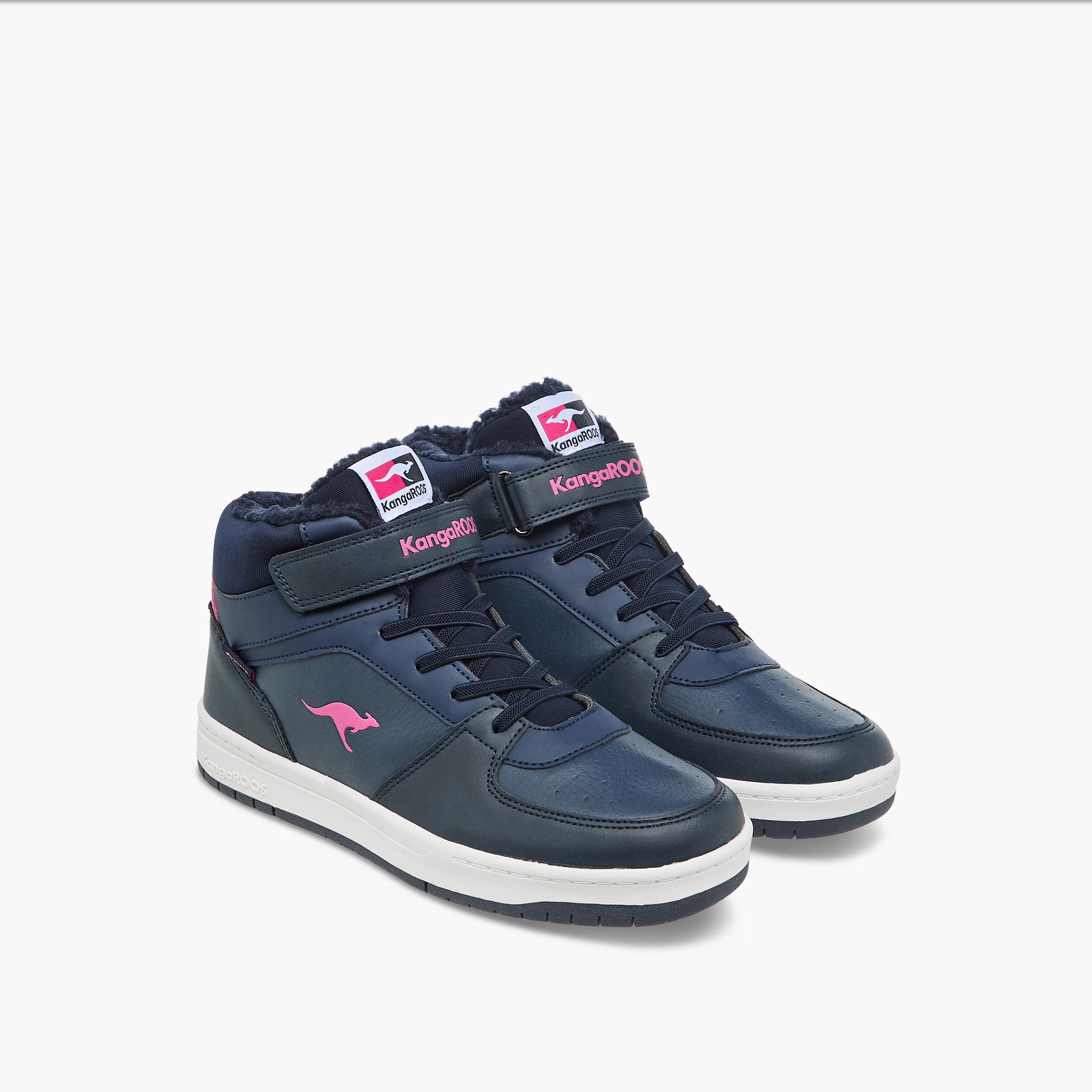 KangaROOS Women's Panelled High Top Sneakers with Hook and Loop Closure-women-shoes-sneakers-image-1
