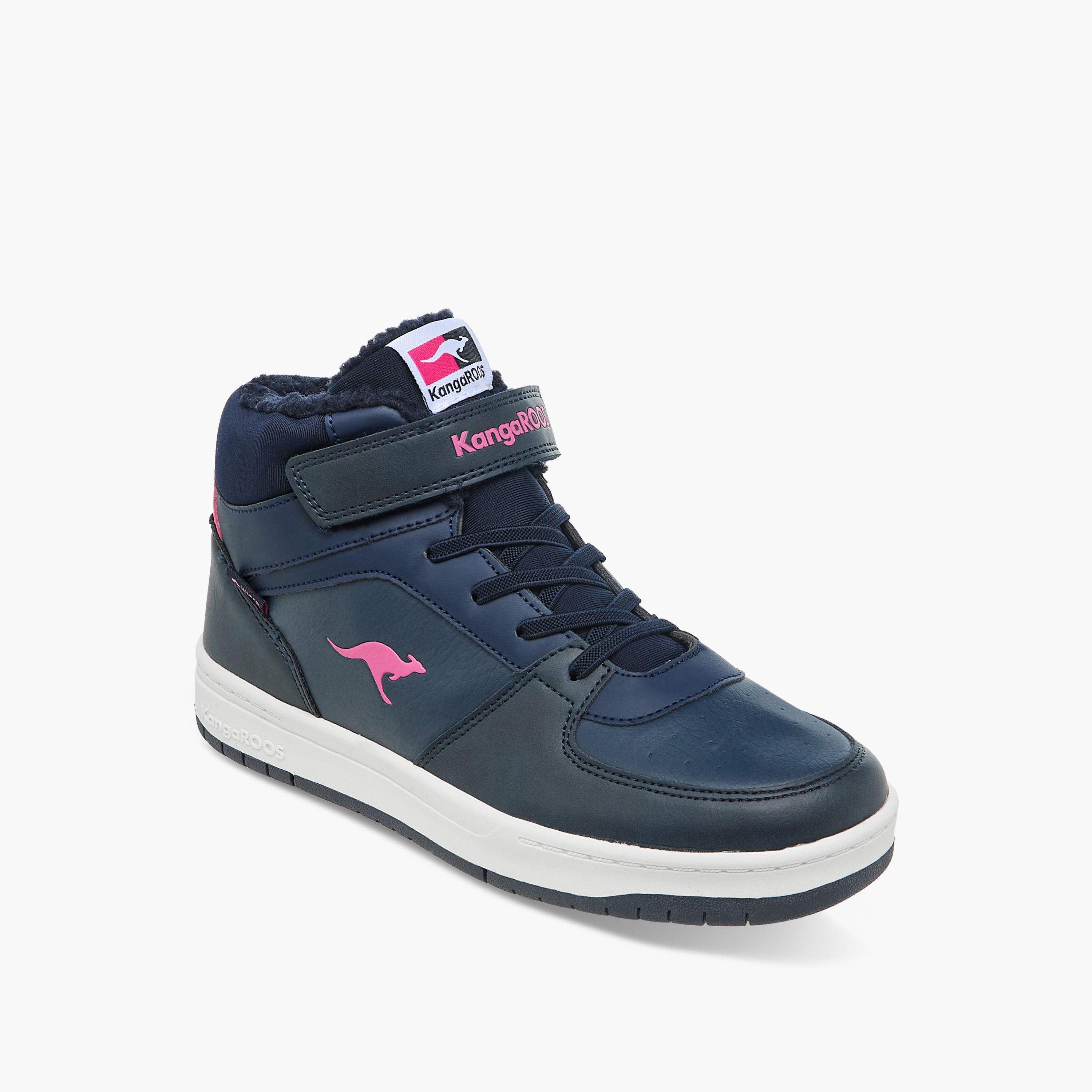 KangaROOS Women's Panelled High Top Sneakers with Hook and Loop Closure-women-shoes-sneakers-image-2