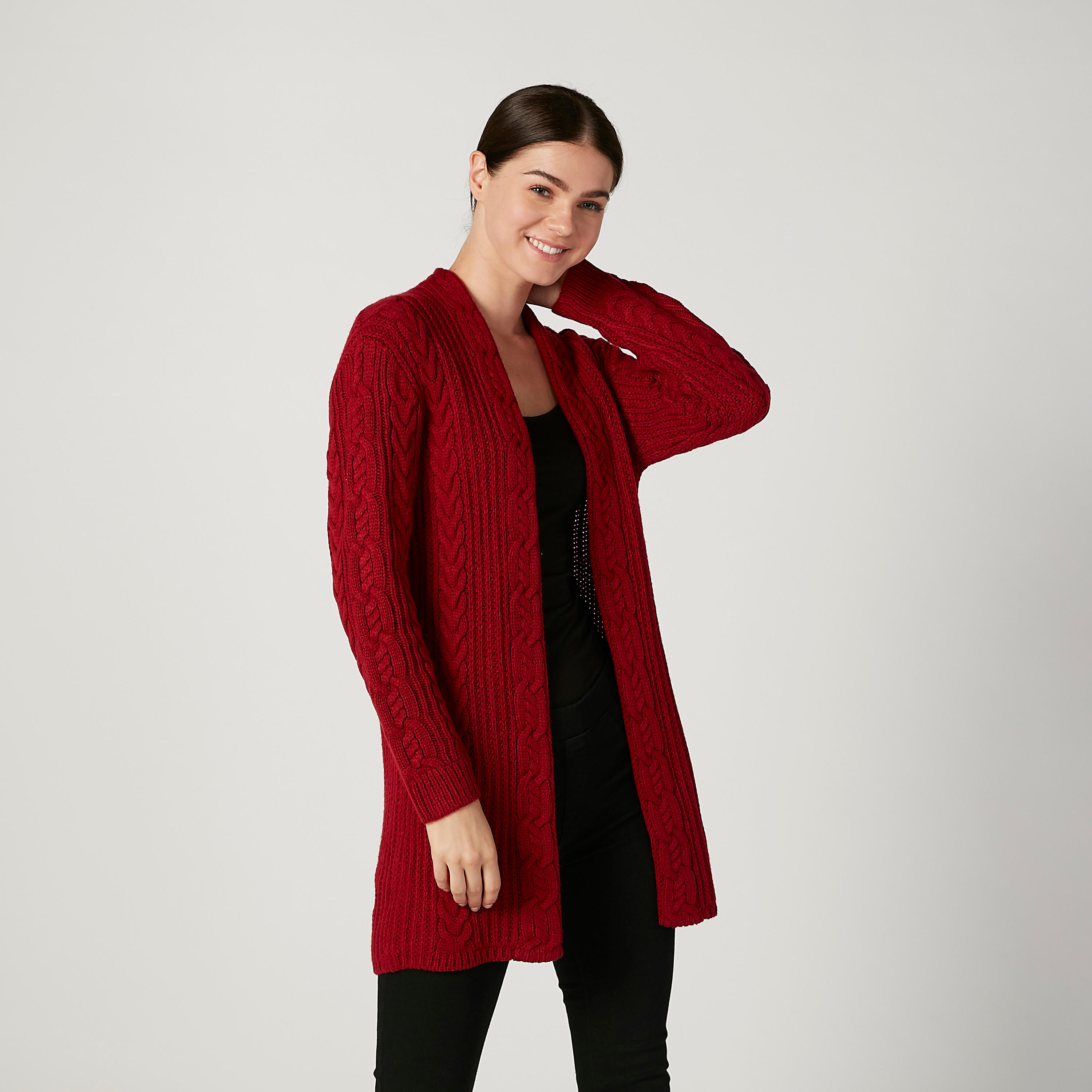 كارديجان بارزالملمس بأكمام طويلة-women-winterwear-cardigansandjumpers-cardigans-image-4
