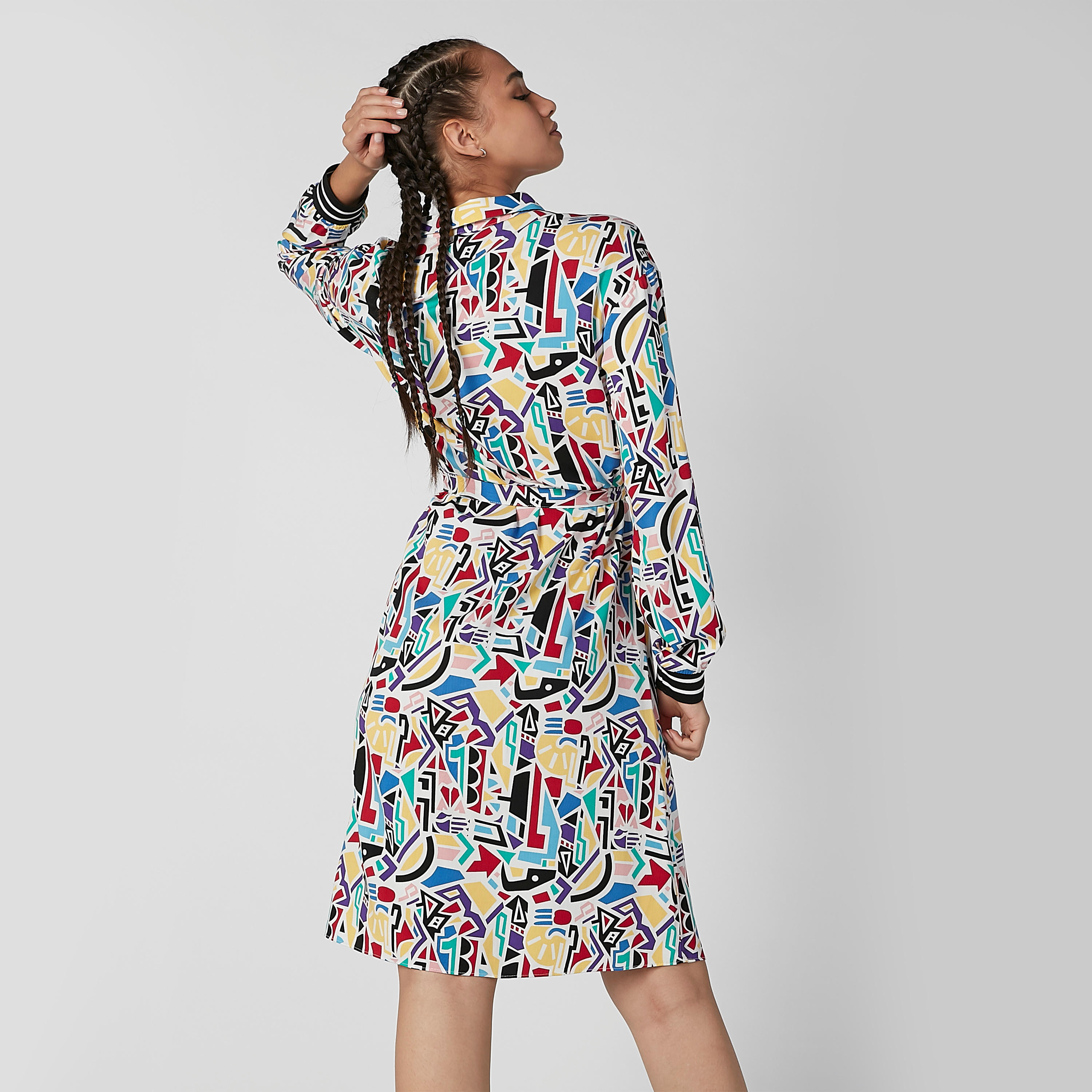 فستان قميص ميدي بأكمام طويلة وأربطة وطبعات-women-clothing-dresses-image-4