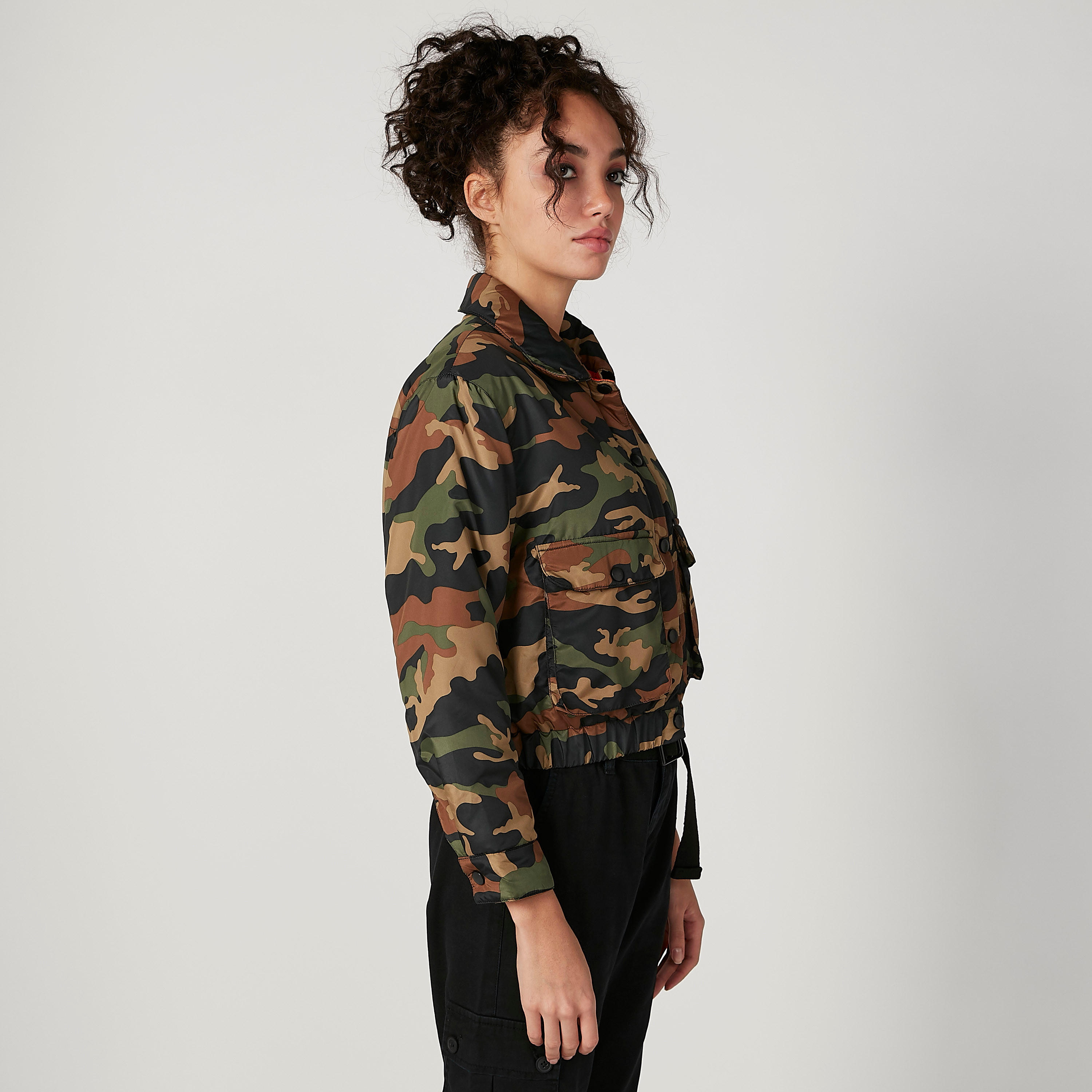 Camouflage Printed Jacket with Long Sleeves and Flap Pockets-women-winterwear-coatsandjackets-jackets-image-4