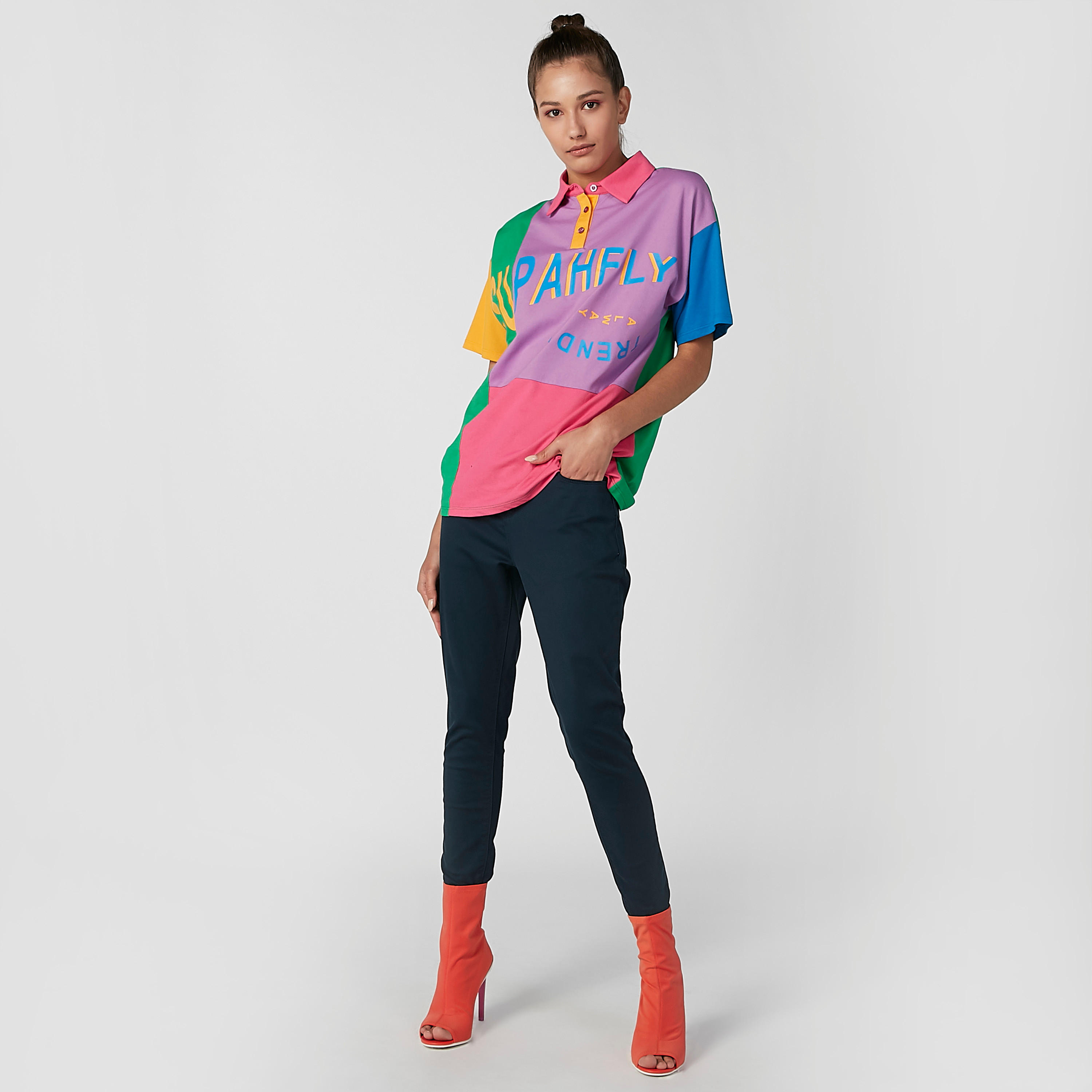Printed T-shirt with Polo Neck and Short Sleeves-women-clothing-tshirts-image-2