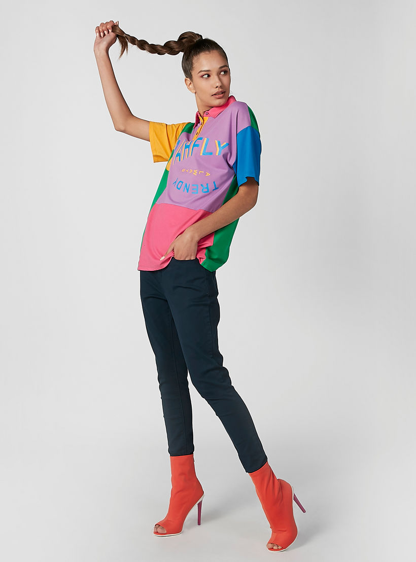 Printed T-shirt with Polo Neck and Short Sleeves-women-clothing-tshirts-image-5