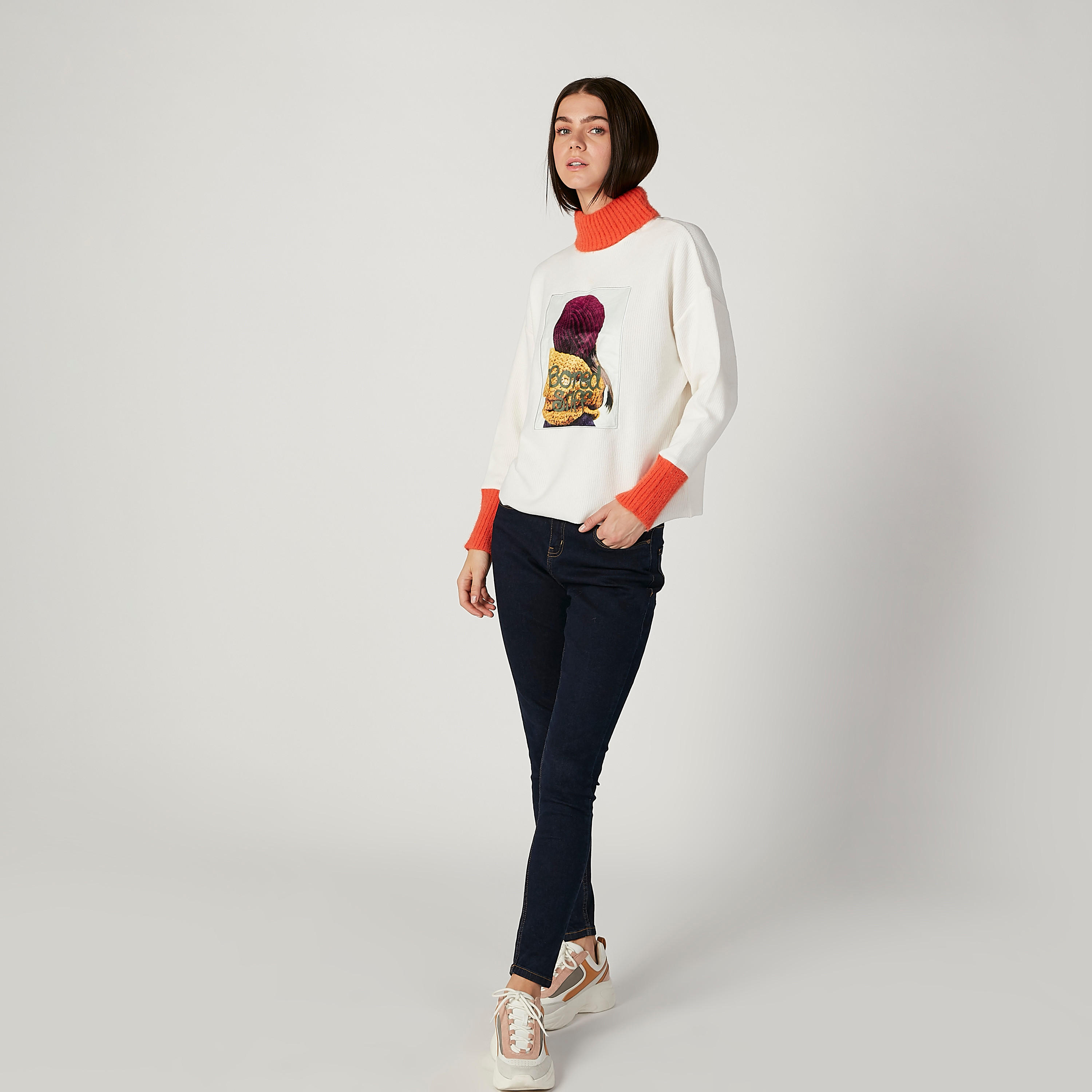 Printed Sweater with Turtle Neck and Long Sleeves-women-clothing-cardigansandjumpers-jumpers-image-2