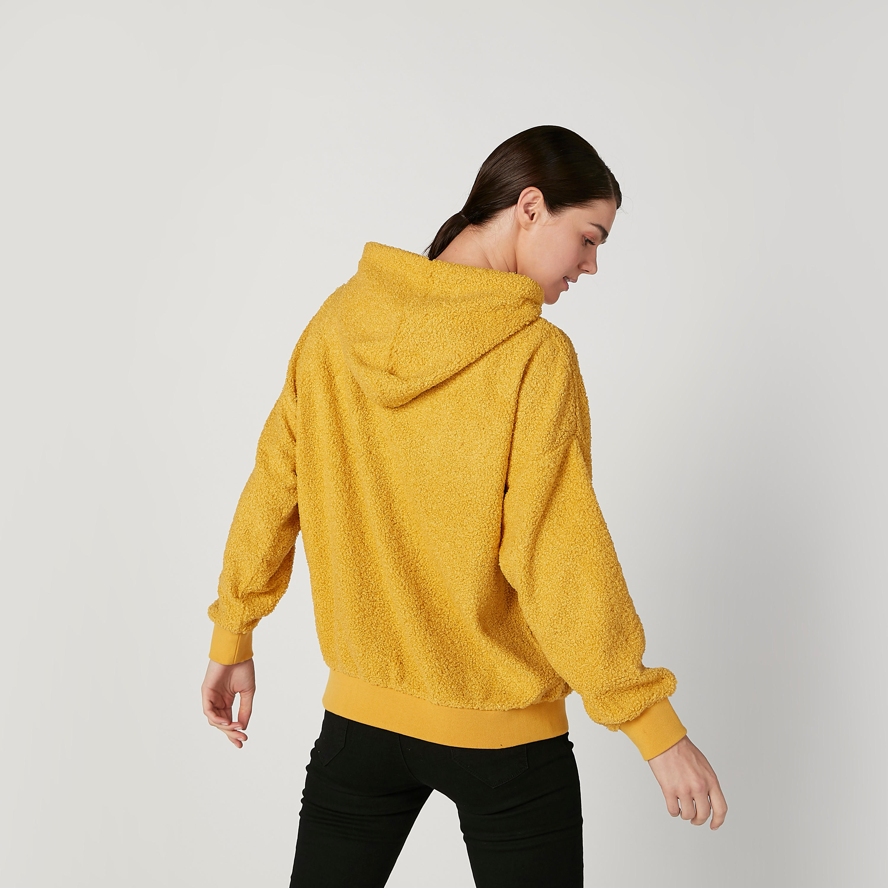 سويت شيرت بارز الملمس بأكمام طويلة وقبعة-women-winterwear-hoodiesandsweatshirts-hoodies-image-1