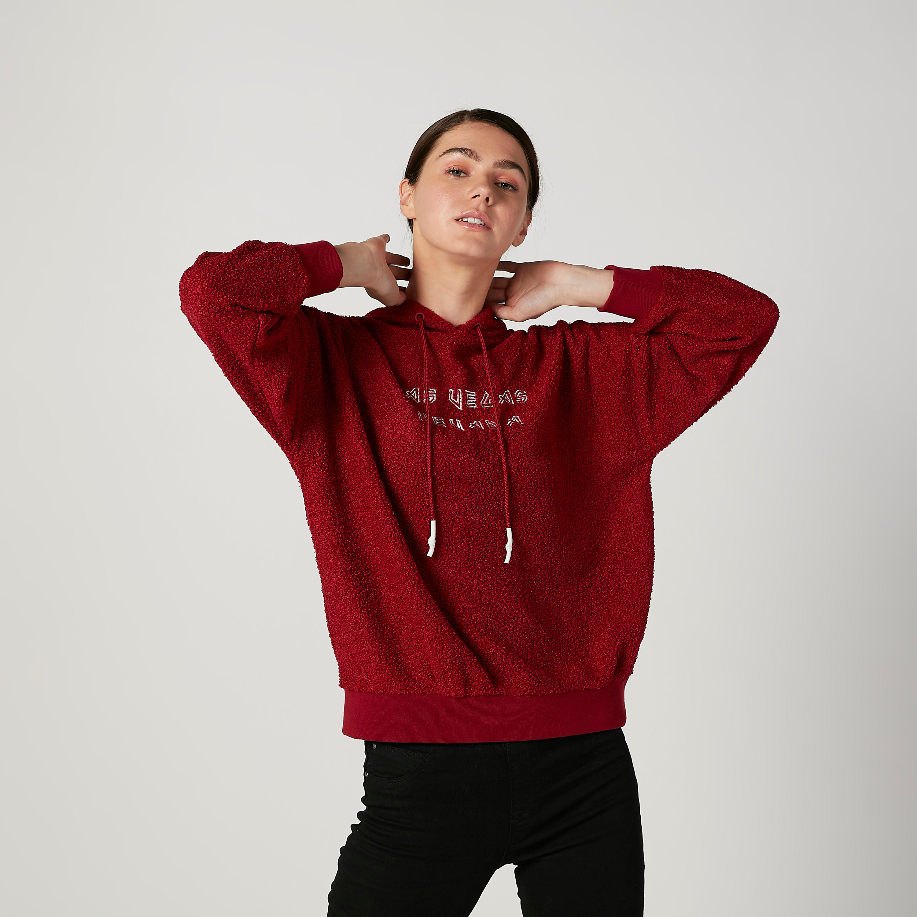 Printed Sweatshirt with Long Sleeves and Hooded Neck-women-winterwear-hoodiesandsweatshirts-hoodies-image-1