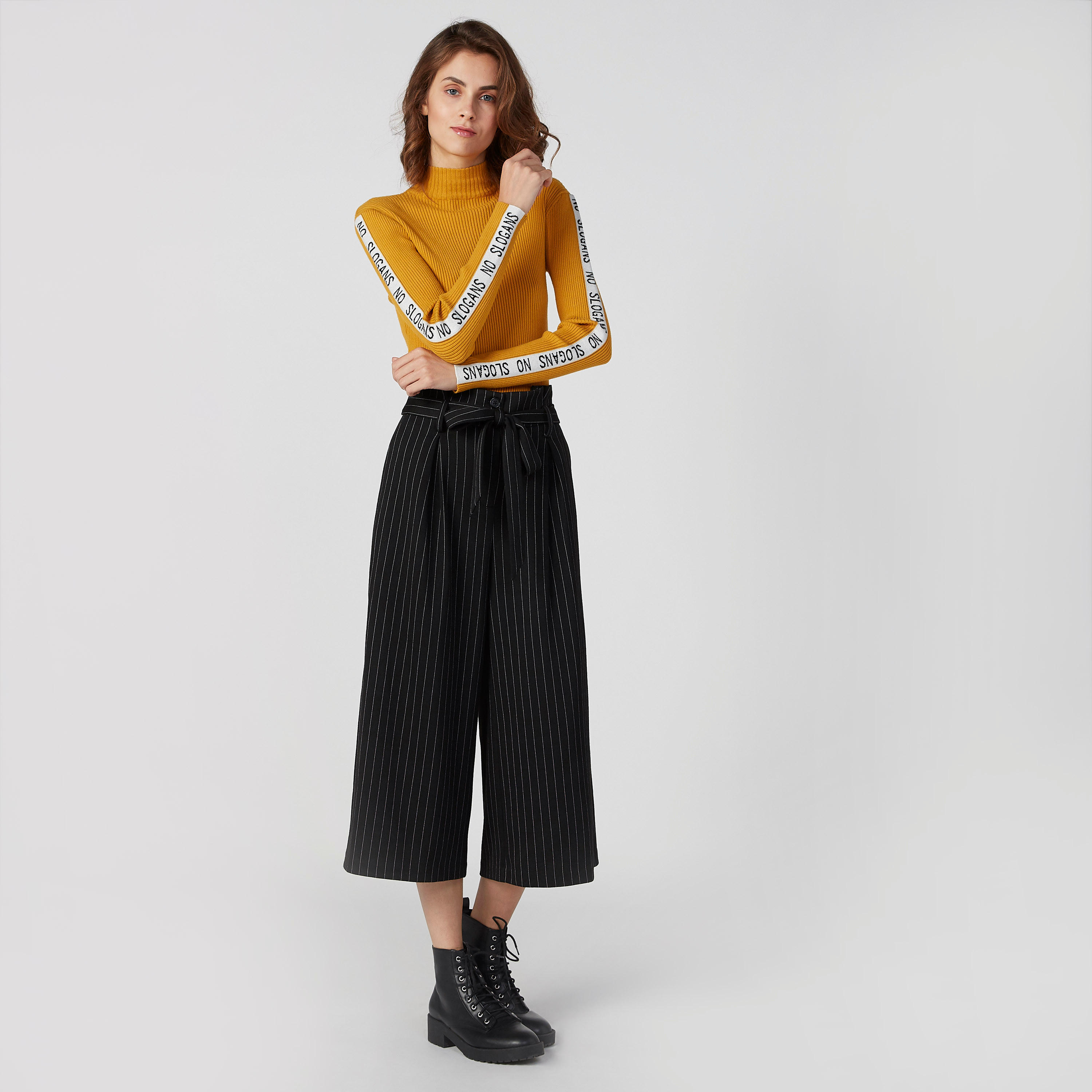 سويتر مضلّعة بياقة ضيقة وأكمام طويلة-women-clothing-cardigansandjumpers-jumpers-image-3