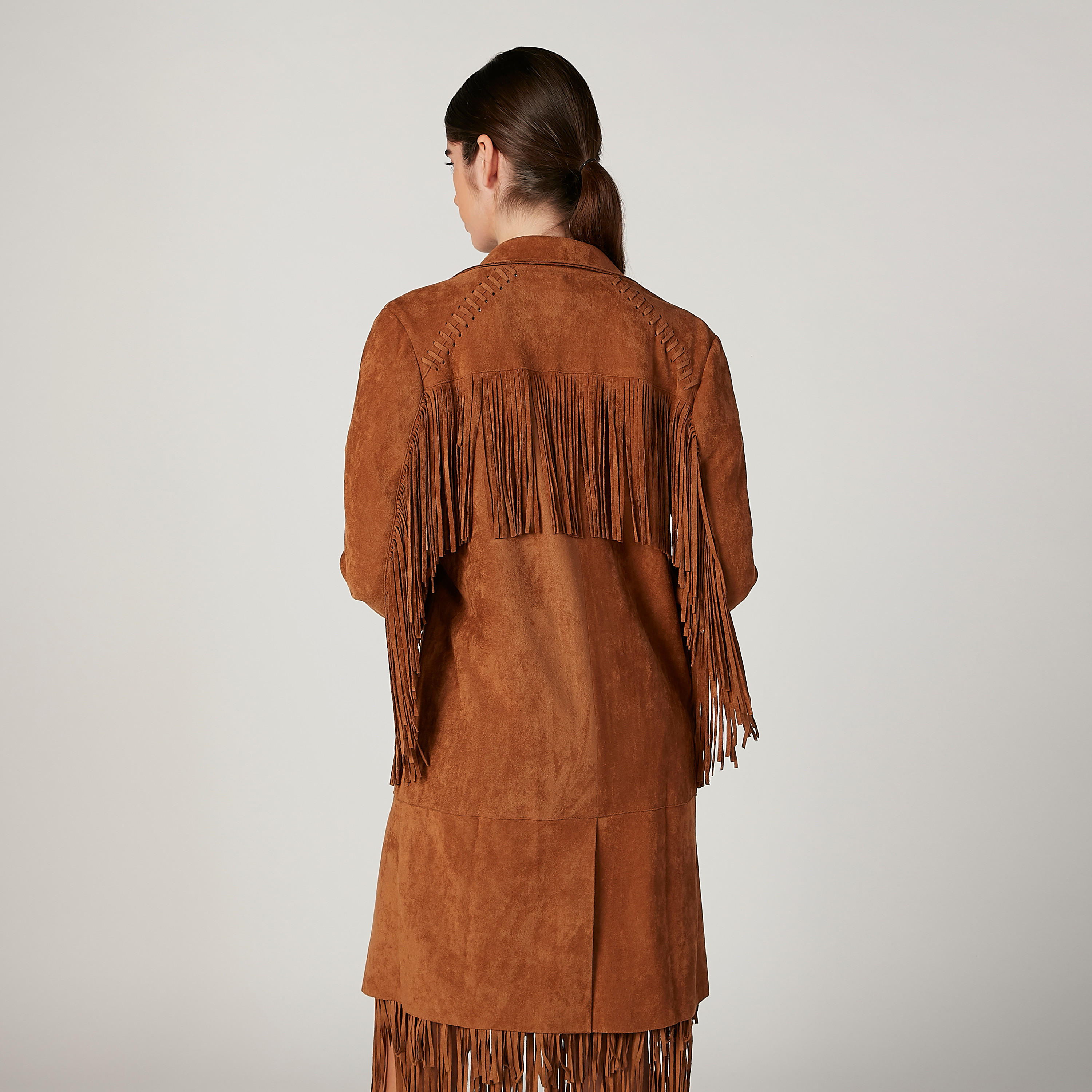 جاكيت طويل بارز الملمس بأكمام طويلة وشراشيب-women-winterwear-coatsandjackets-jackets-image-4
