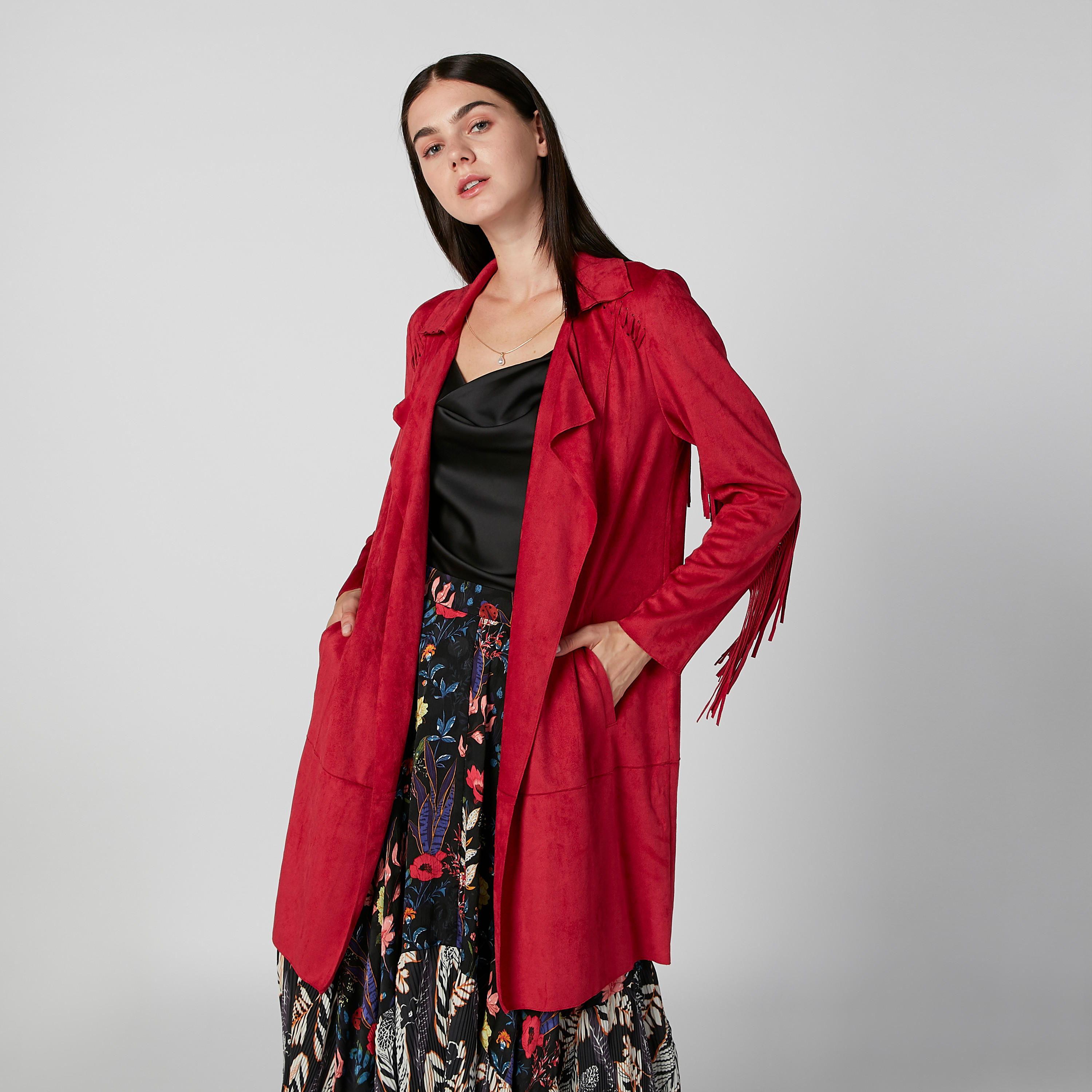جاكيت بارز الملمس بأكمام طويلة وجيوب-women-winterwear-coatsandjackets-jackets-image-1