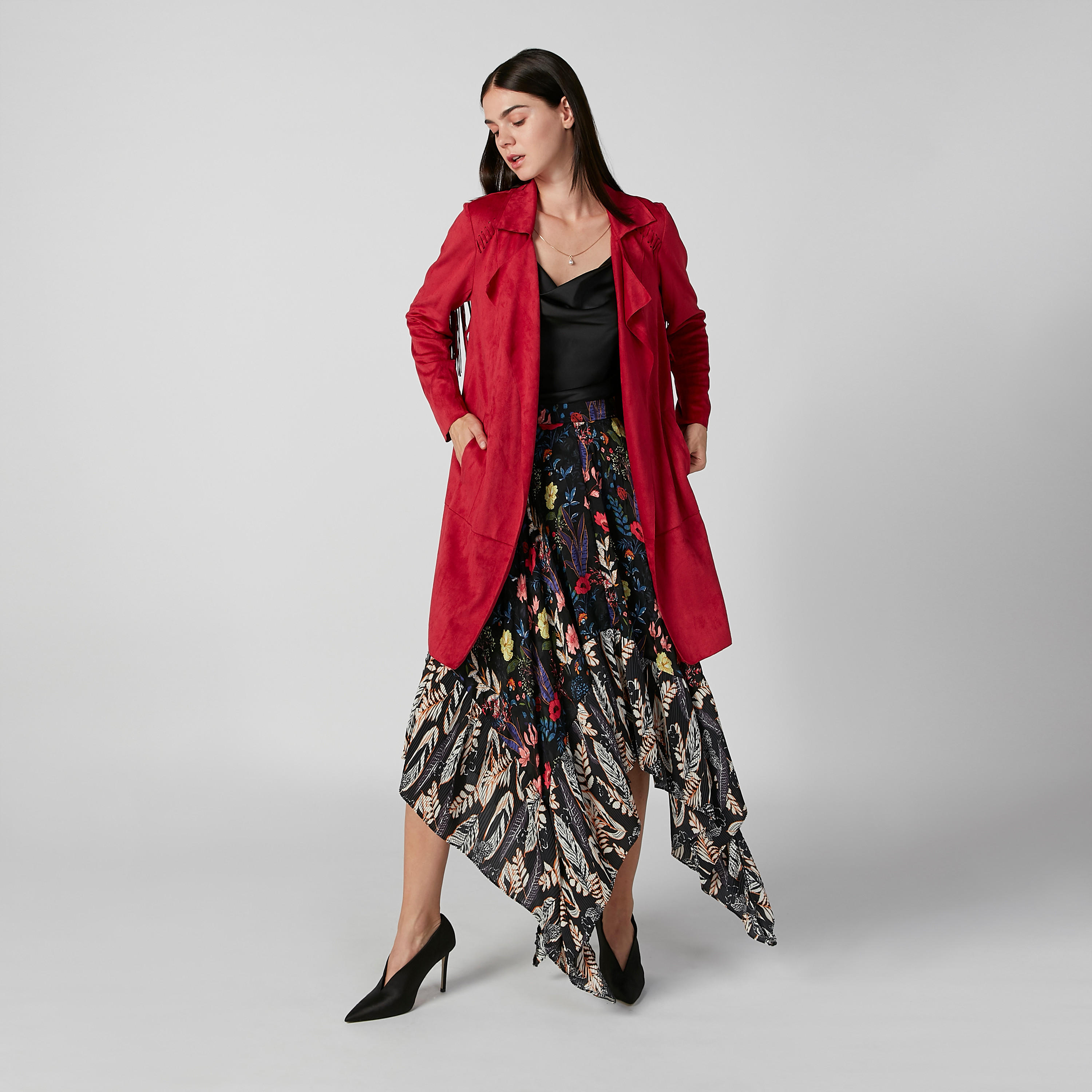 جاكيت بارز الملمس بأكمام طويلة وجيوب-women-winterwear-coatsandjackets-jackets-image-2
