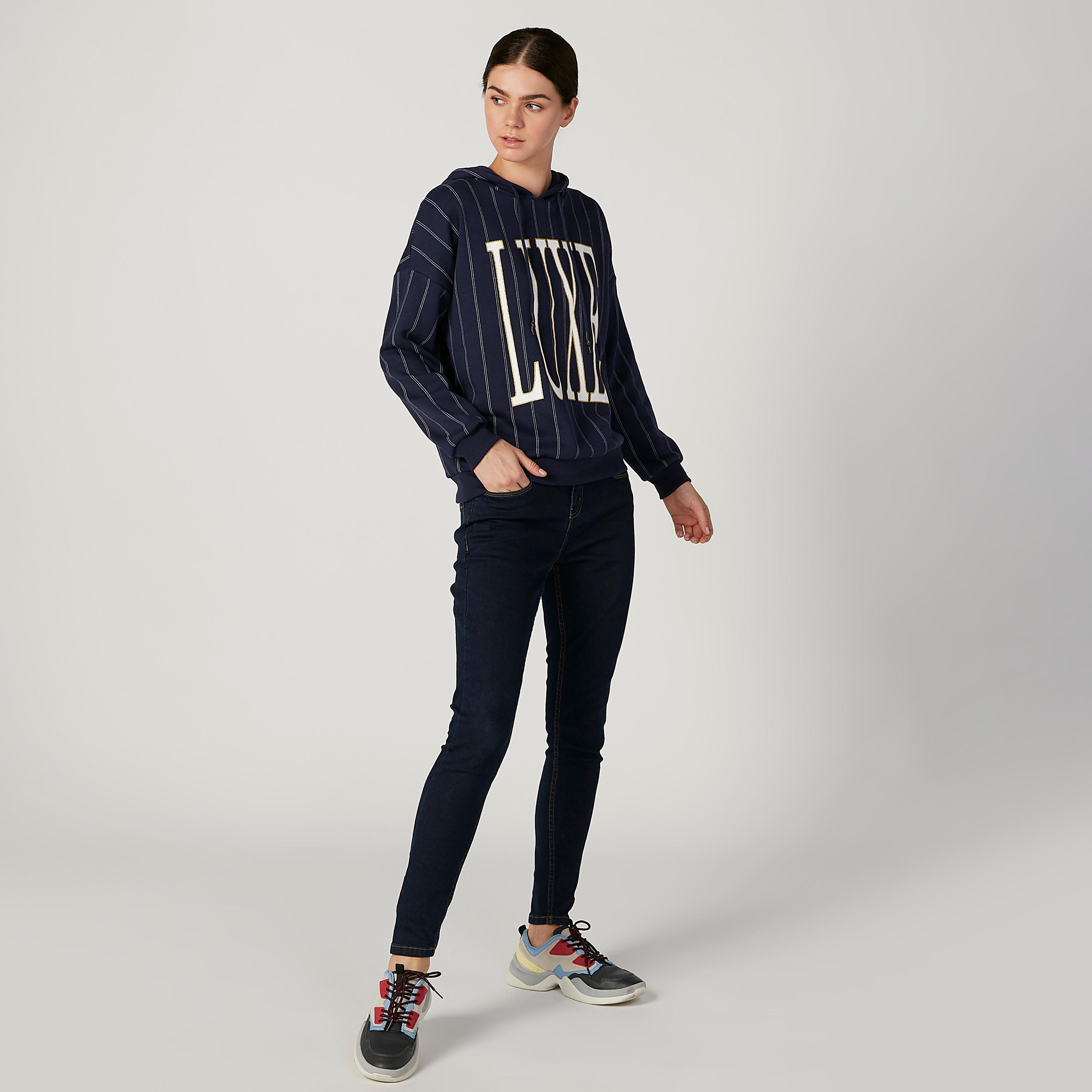 Printed Oversized Sweatshirt with Long Sleeves and Hood-women-winterwear-hoodiesandsweatshirts-hoodies-image-2