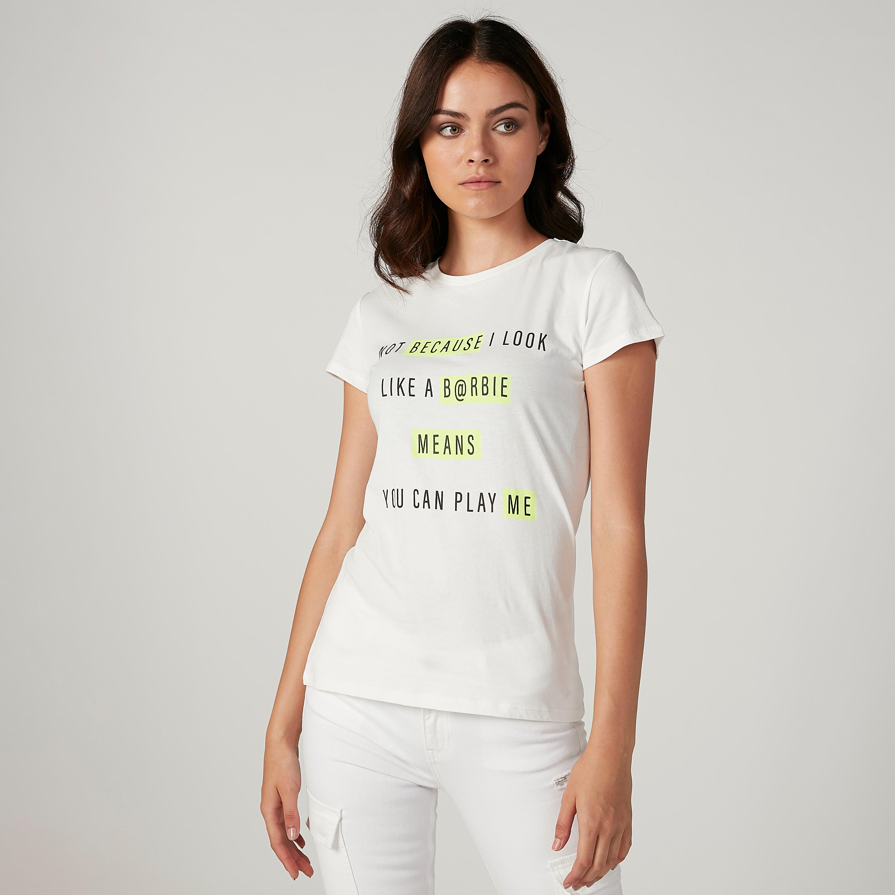 تيشيرت مستدام بياقة ضيّقة وأكمام قصيرة وطبعات -women-clothing-tshirts-image-1