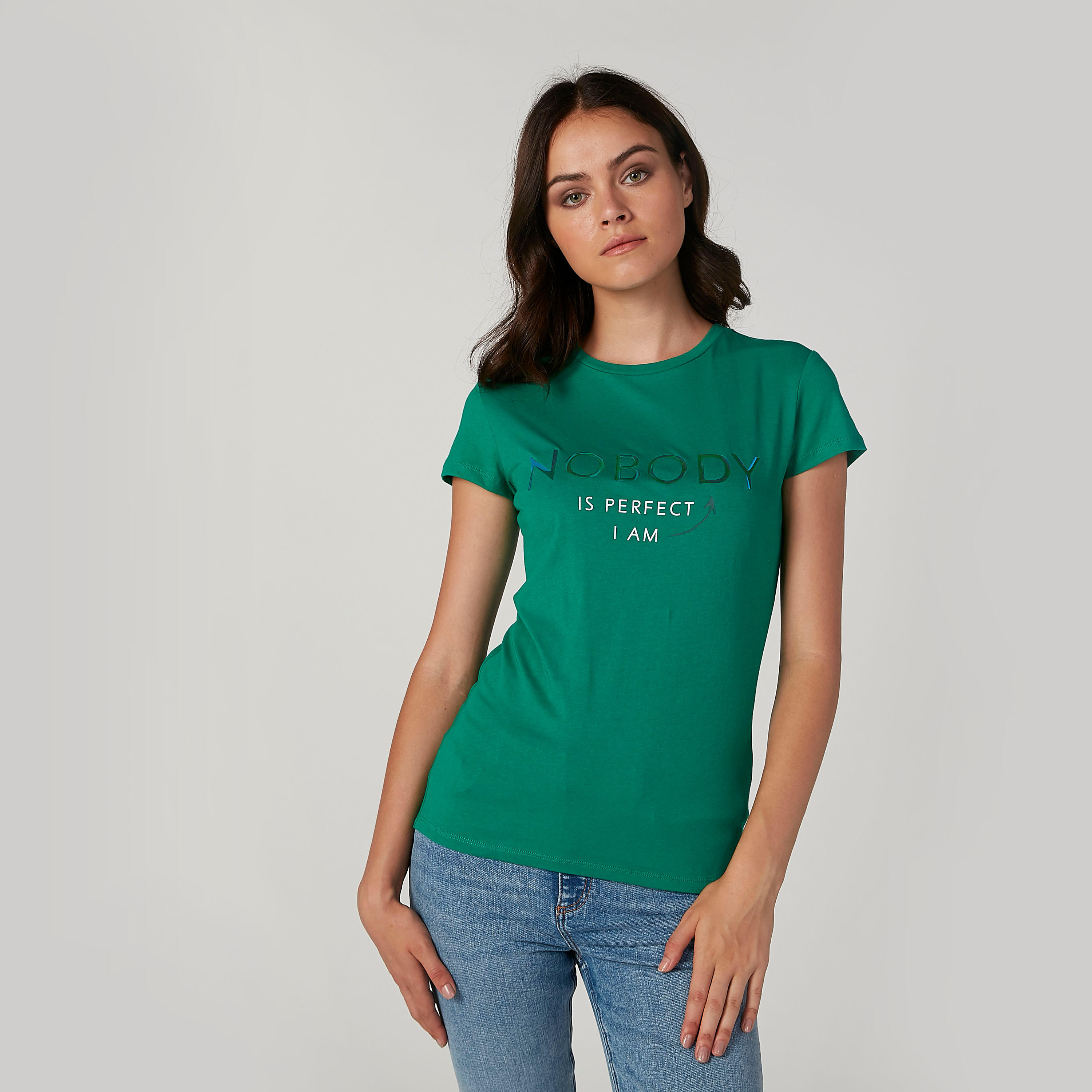 Sustainable Printed T-shirt with Round Neck and Cap Sleeves-women-clothing-tshirts-image-1