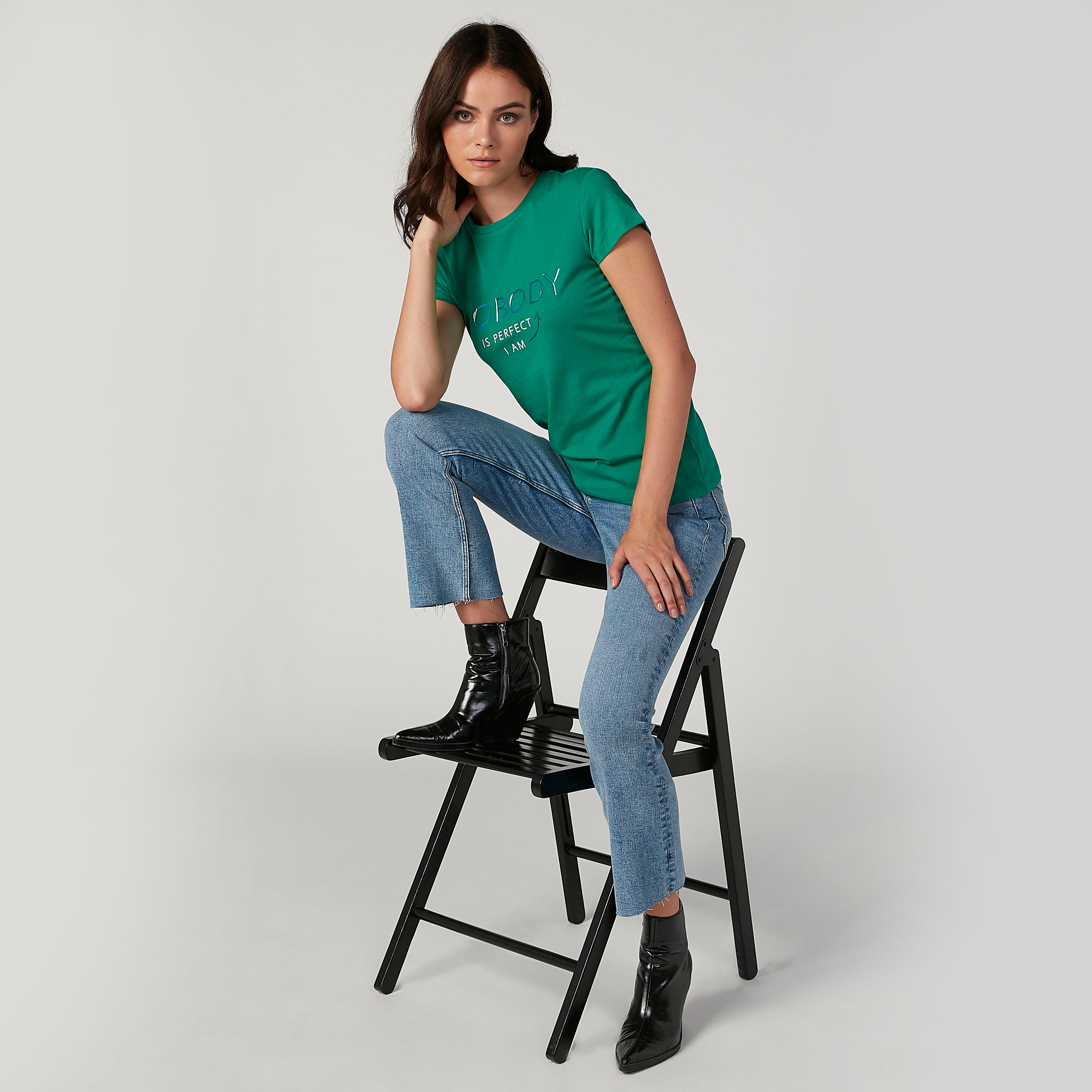 Sustainable Printed T-shirt with Round Neck and Cap Sleeves-women-clothing-tshirts-image-2