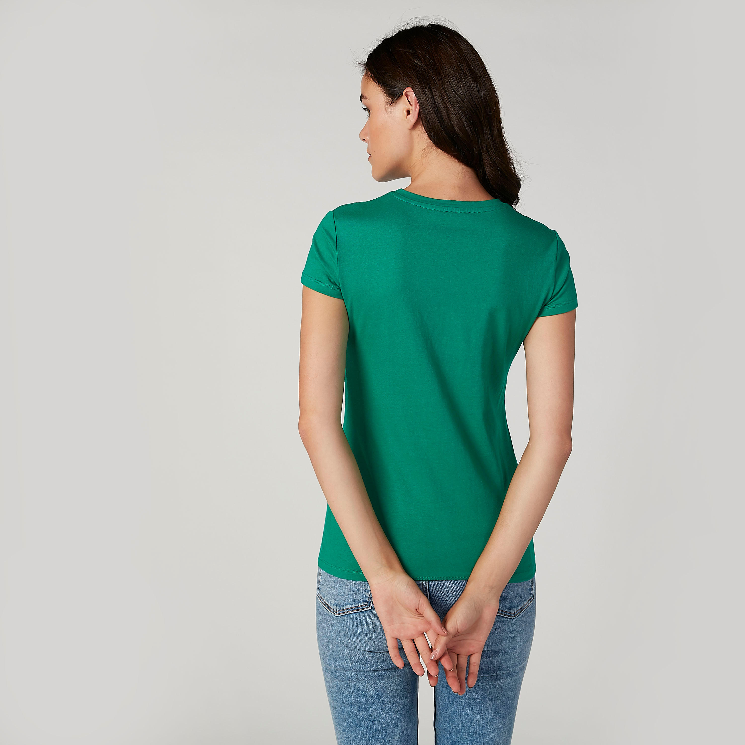 Sustainable Printed T-shirt with Round Neck and Cap Sleeves-women-clothing-tshirts-image-4