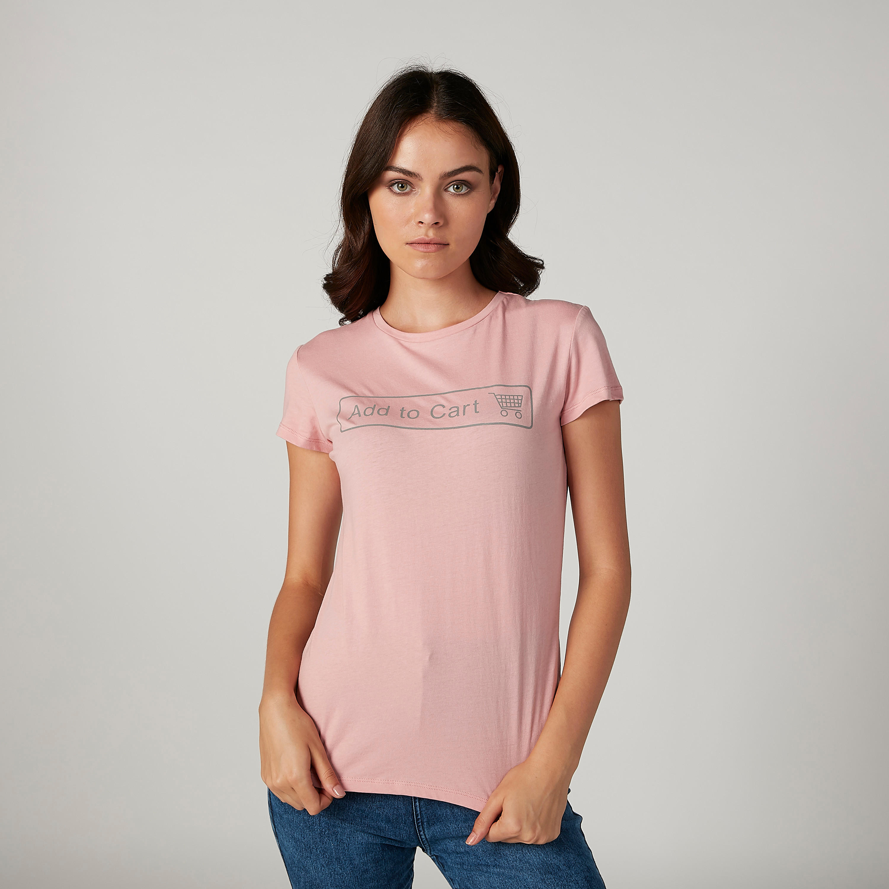 تيشيرت مستدام بياقة ضيّقة وأكمام قصيرة وطبعات-women-clothing-tshirts-image-1