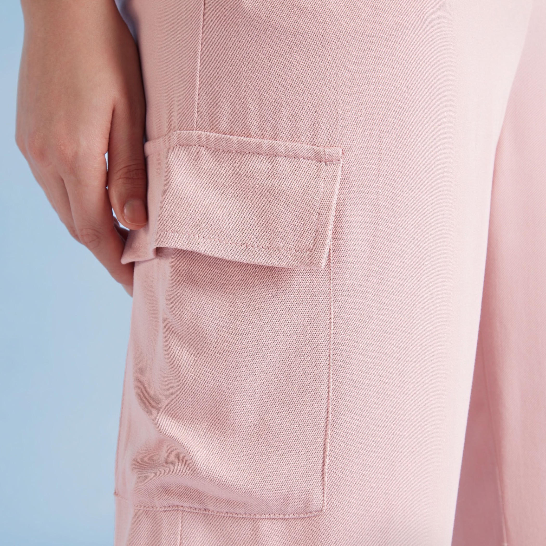 Plain Jumpsuit with 3/4 Sleeves and Flap Pockets-women-clothing-jumpsuits-image-4