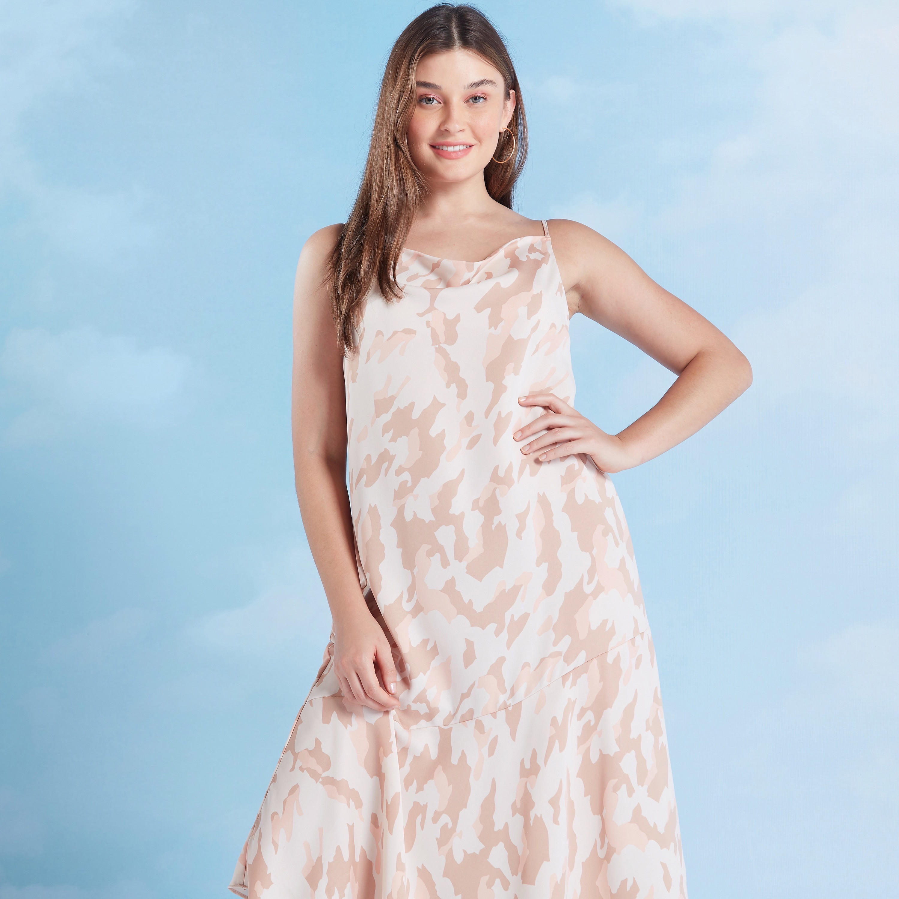 فستان ميدي ايه لاين بحمالات رفيعة وطبعات-women-clothing-dresses-image-2