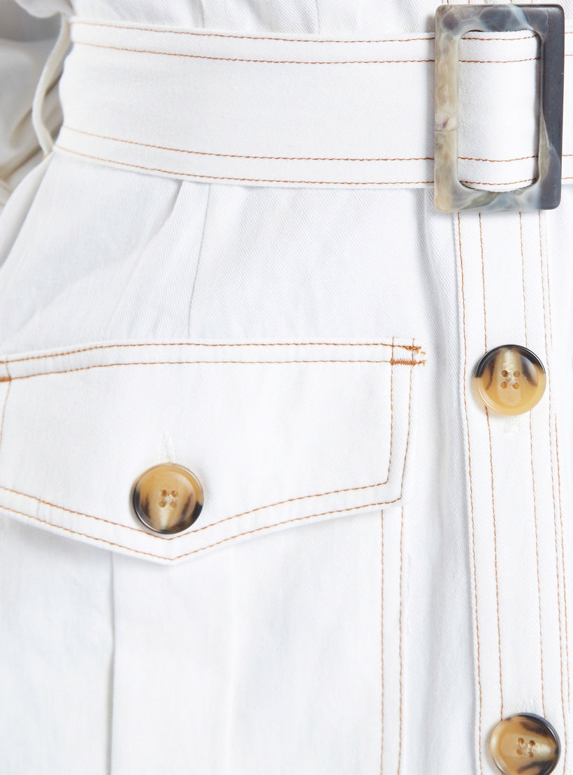 Plain Mini Shirt Dress with 3/4 Sleeves and Pocket Detail-women-clothing-dresses-image-4