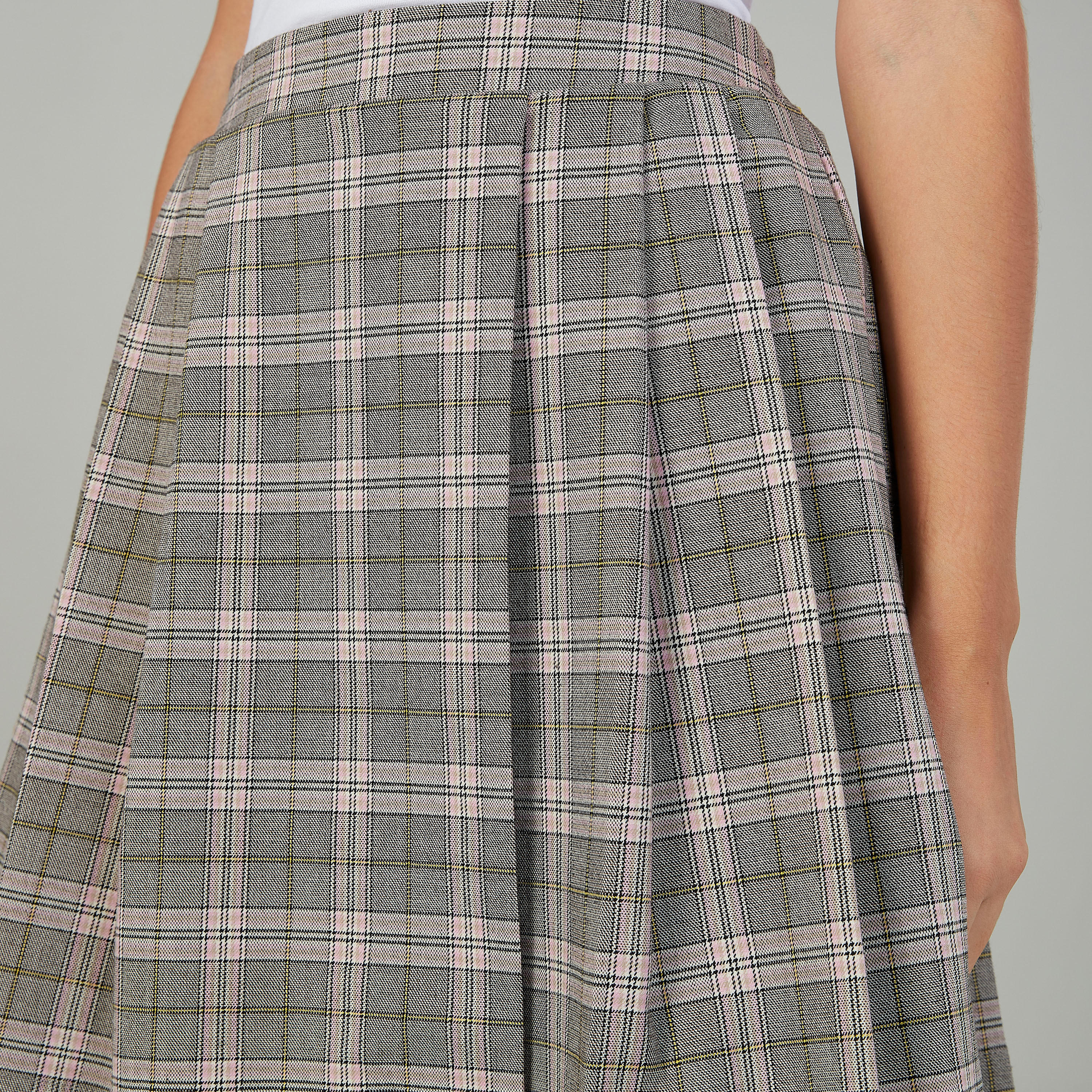 تنورة قصيرة كاروهات بخصر مطاطي-women-clothing-bottoms-skirts-image-3