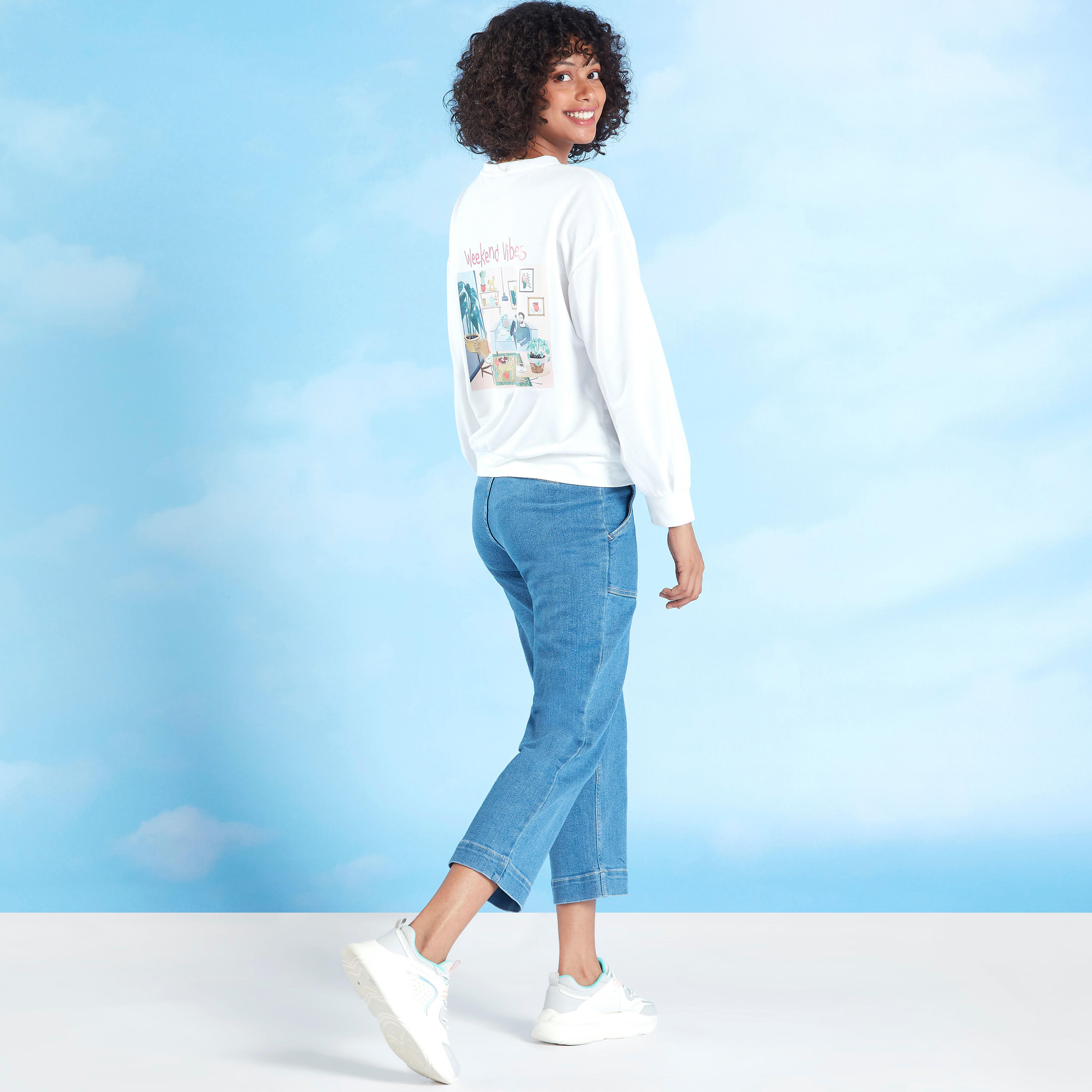 Printed Sweatshirt with Round Neck and Long Sleeves-women-winterwear-hoodiesandsweatshirts-sweatshirts-image-3