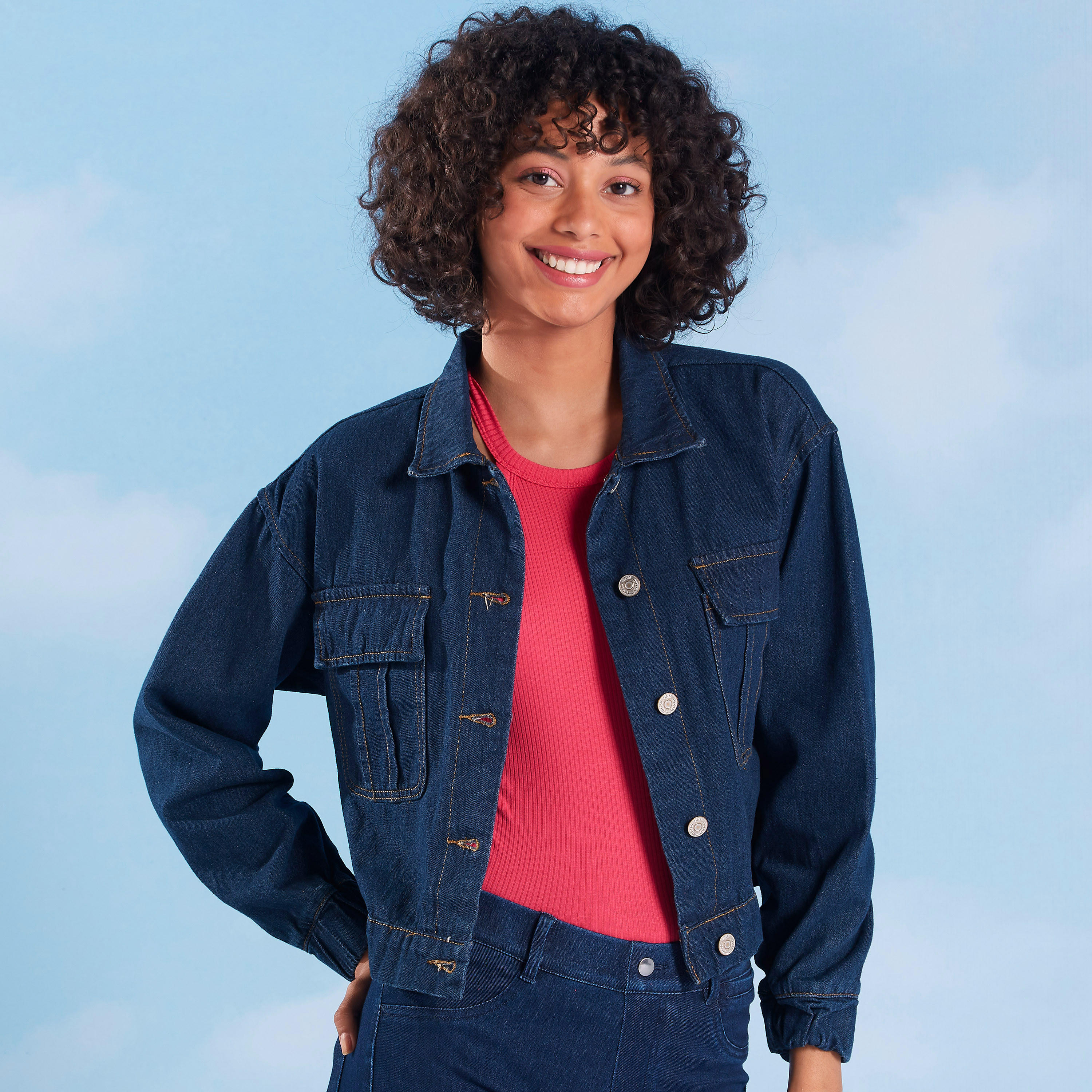 جاكيت دينم بأكمام طويلة وجيوب بطيّة-women-winterwear-coatsandjackets-jackets-image-1