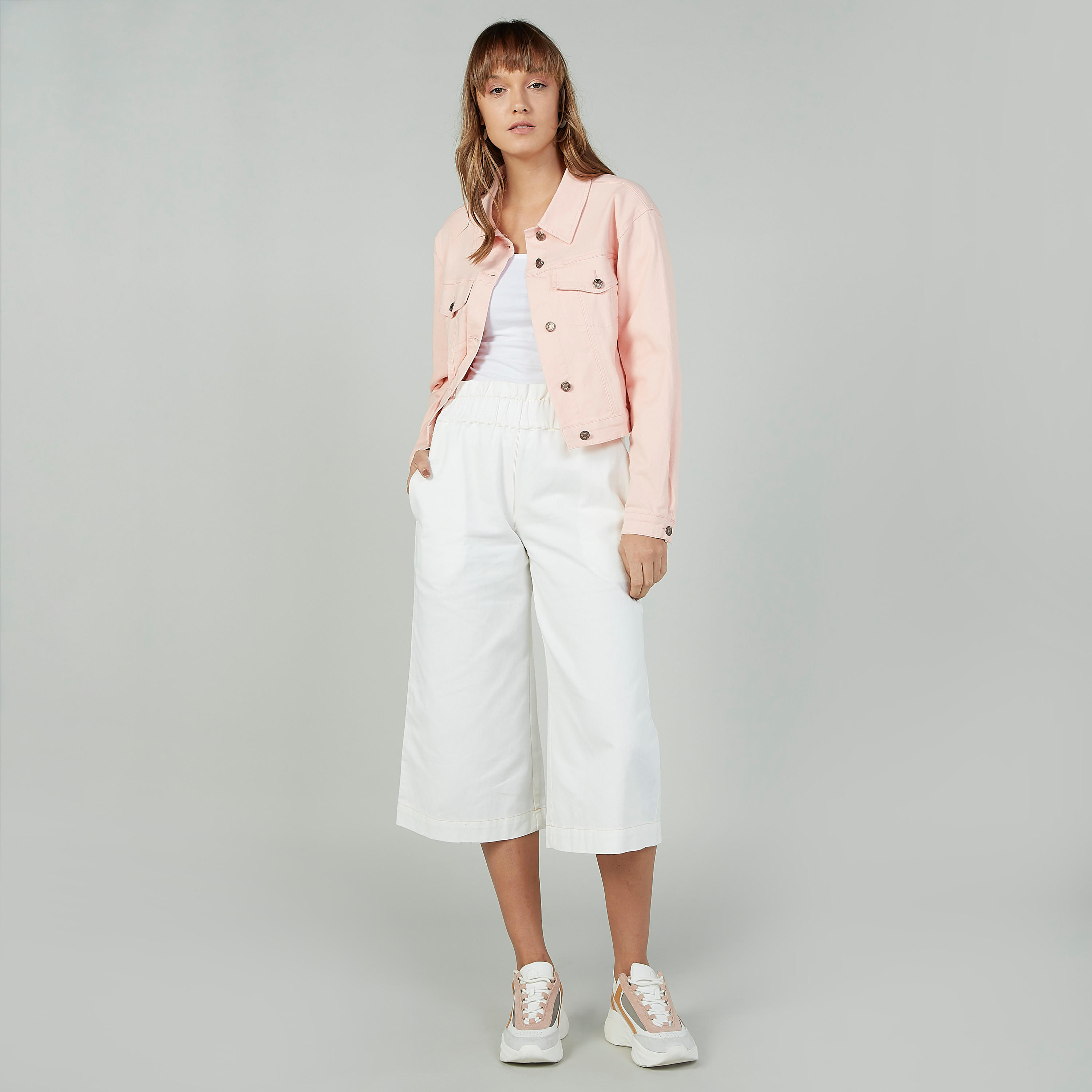 Plain Denim Jacket with Long Sleeves and Flap Pockets-women-winterwear-coatsandjackets-jackets-image-2