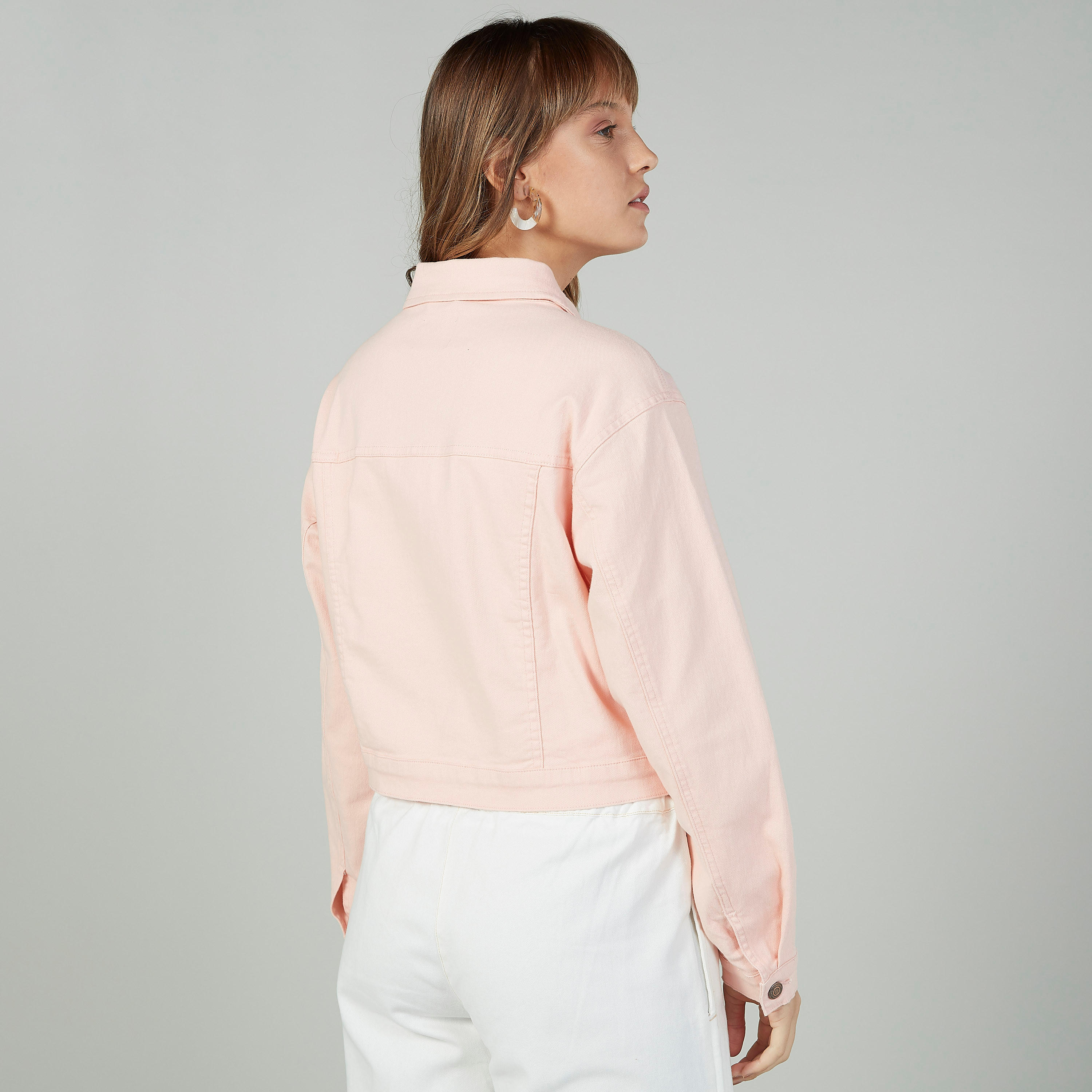 Plain Denim Jacket with Long Sleeves and Flap Pockets-women-winterwear-coatsandjackets-jackets-image-4