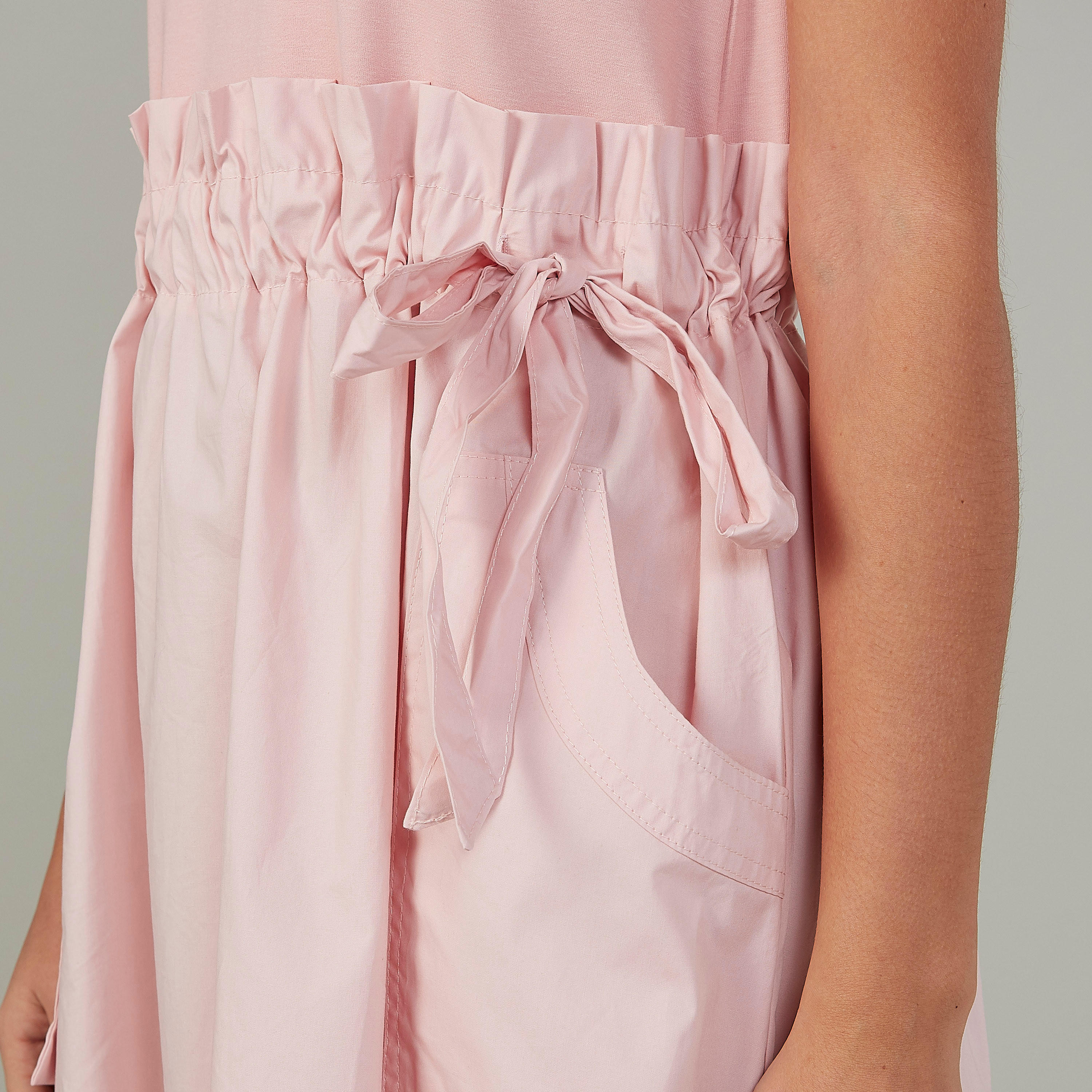 فستان إيه لاين سادة متوسط الطول بدرزات وجيوب-women-clothing-dresses-image-3
