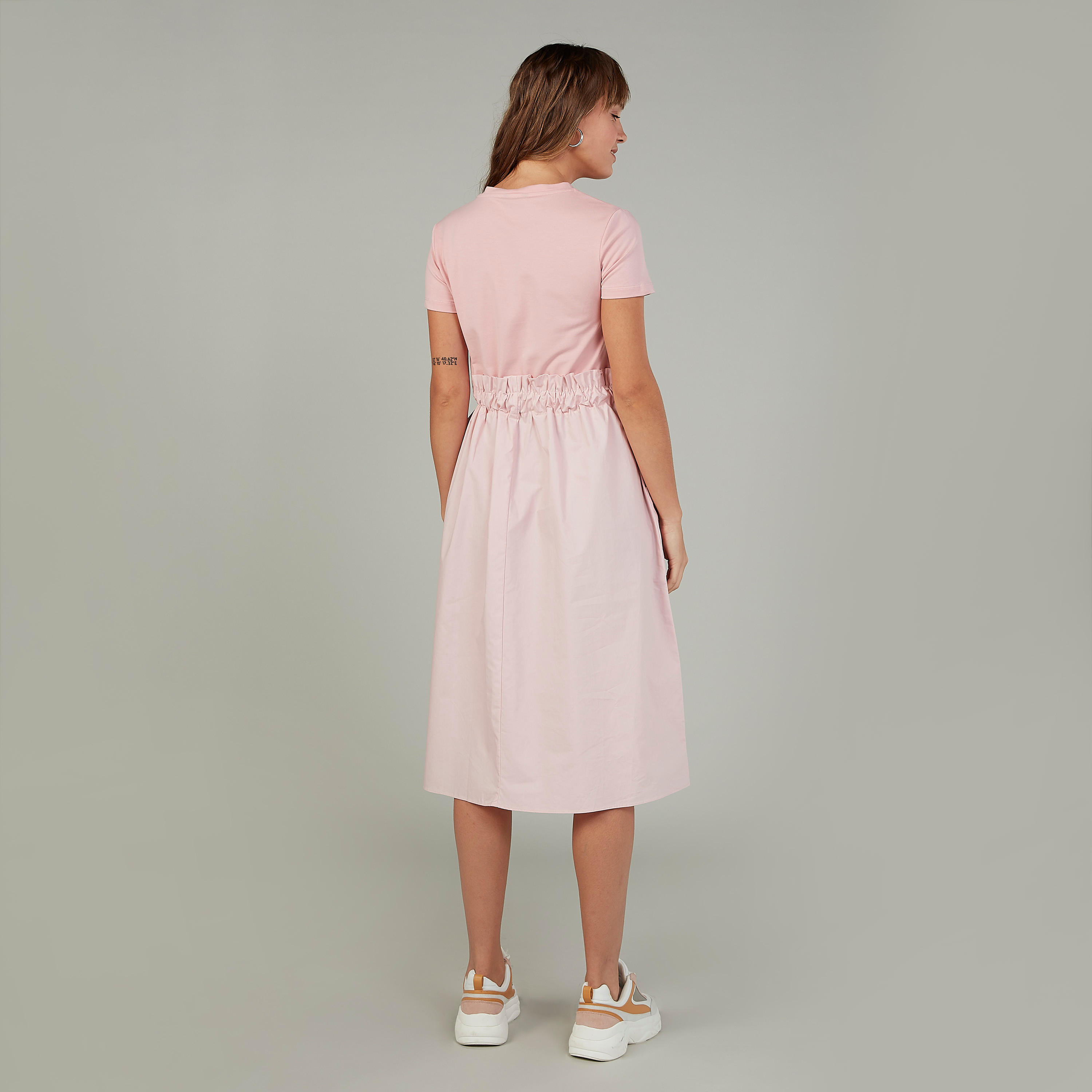 فستان إيه لاين سادة متوسط الطول بدرزات وجيوب-women-clothing-dresses-image-4