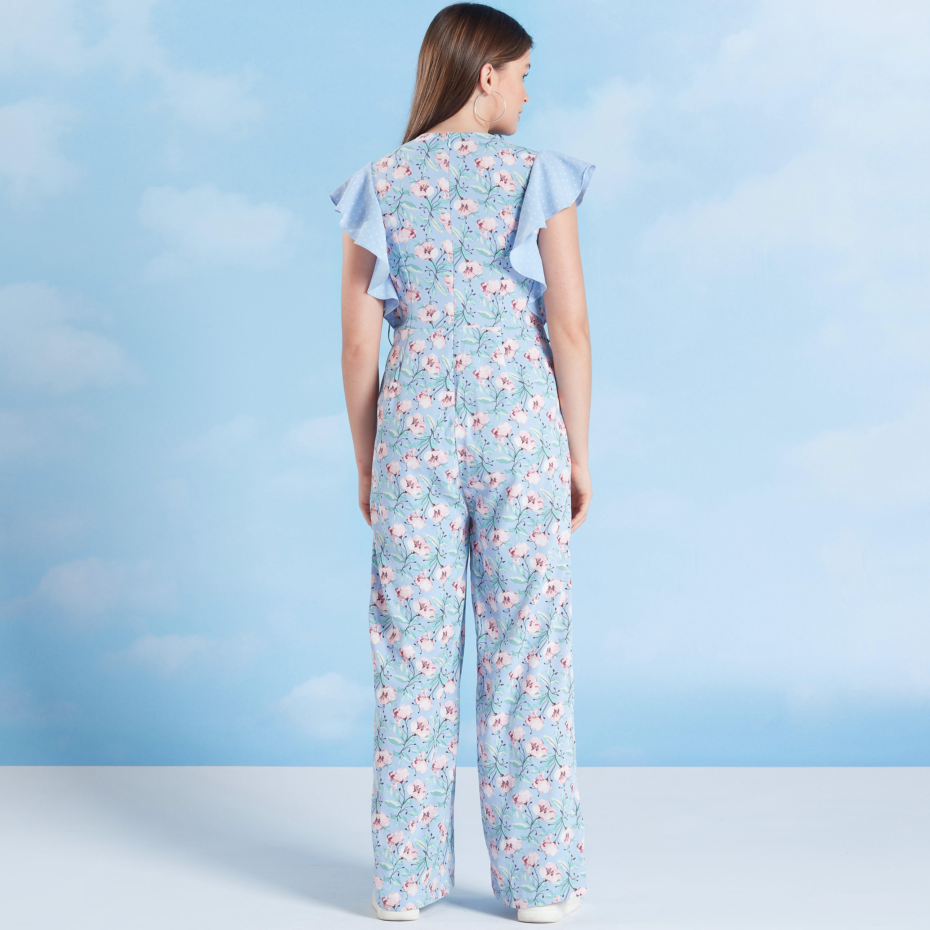 Floral Print Jumpsuit with V-neck and Tie Ups-women-clothing-jumpsuits-image-4