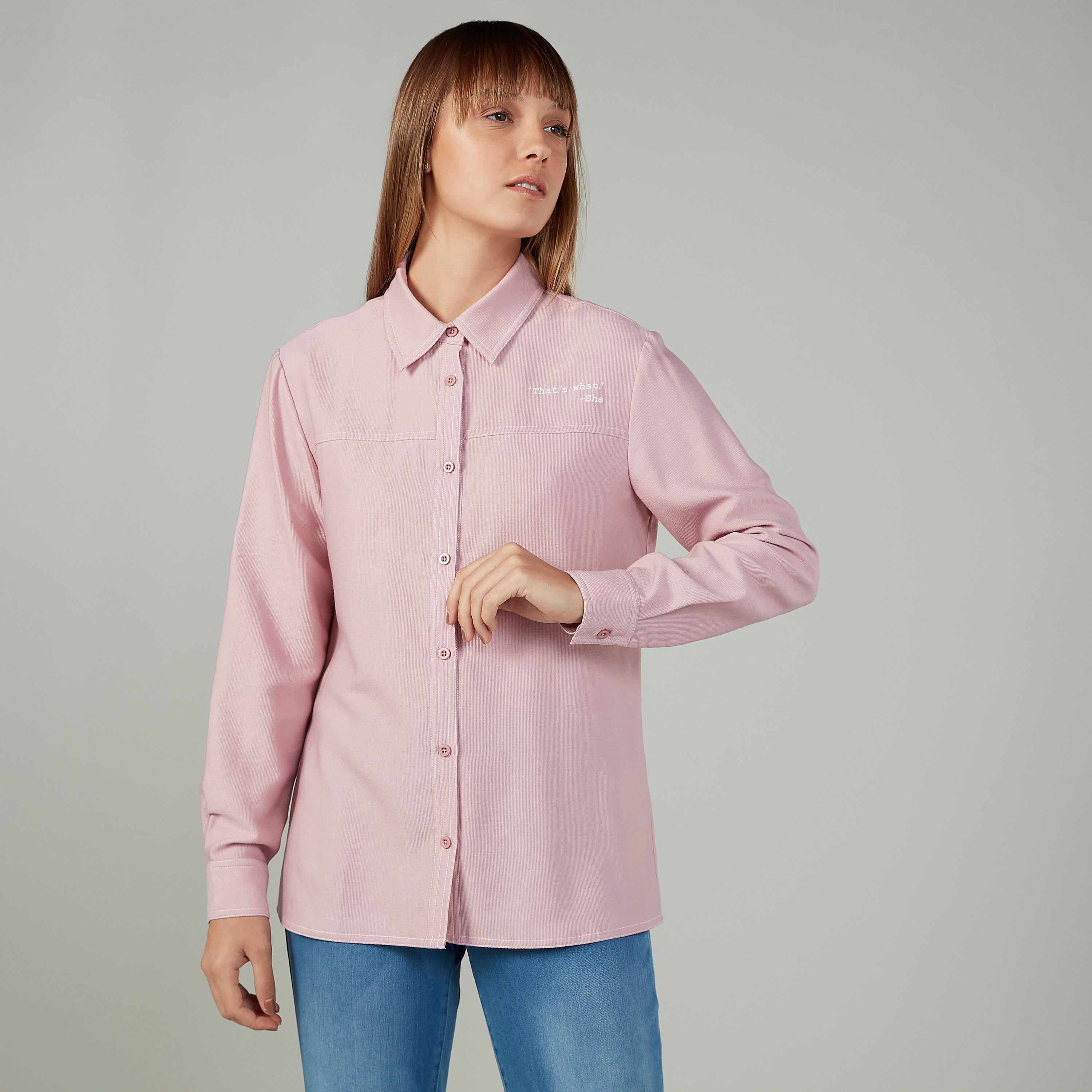 قميص بياقة عادية وأكمام طويلة وطبعات-women-clothing-shirtsandblouses-shirts-image-1